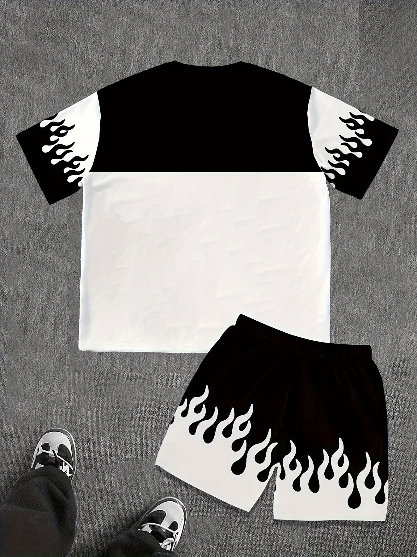2pcs Men'S Graphic T-Shirt & Shorts Set