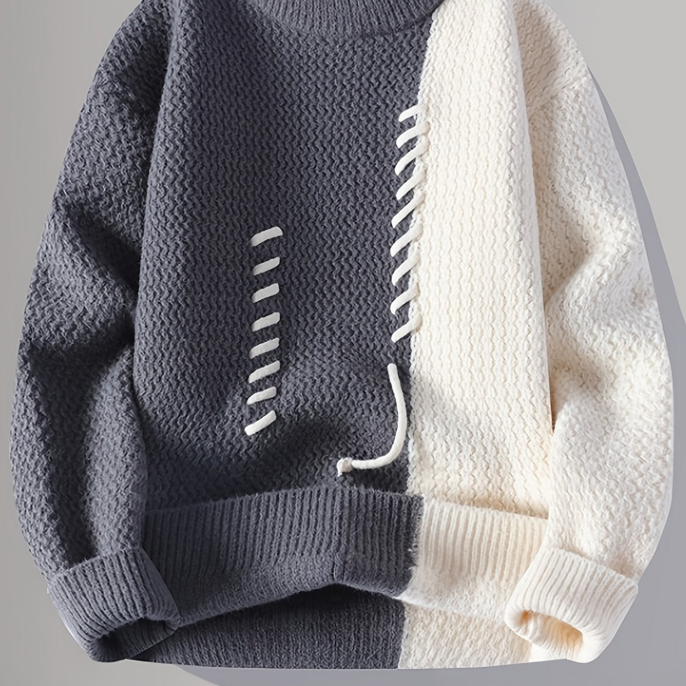 Men's Color-Block Cable Knit Sweater