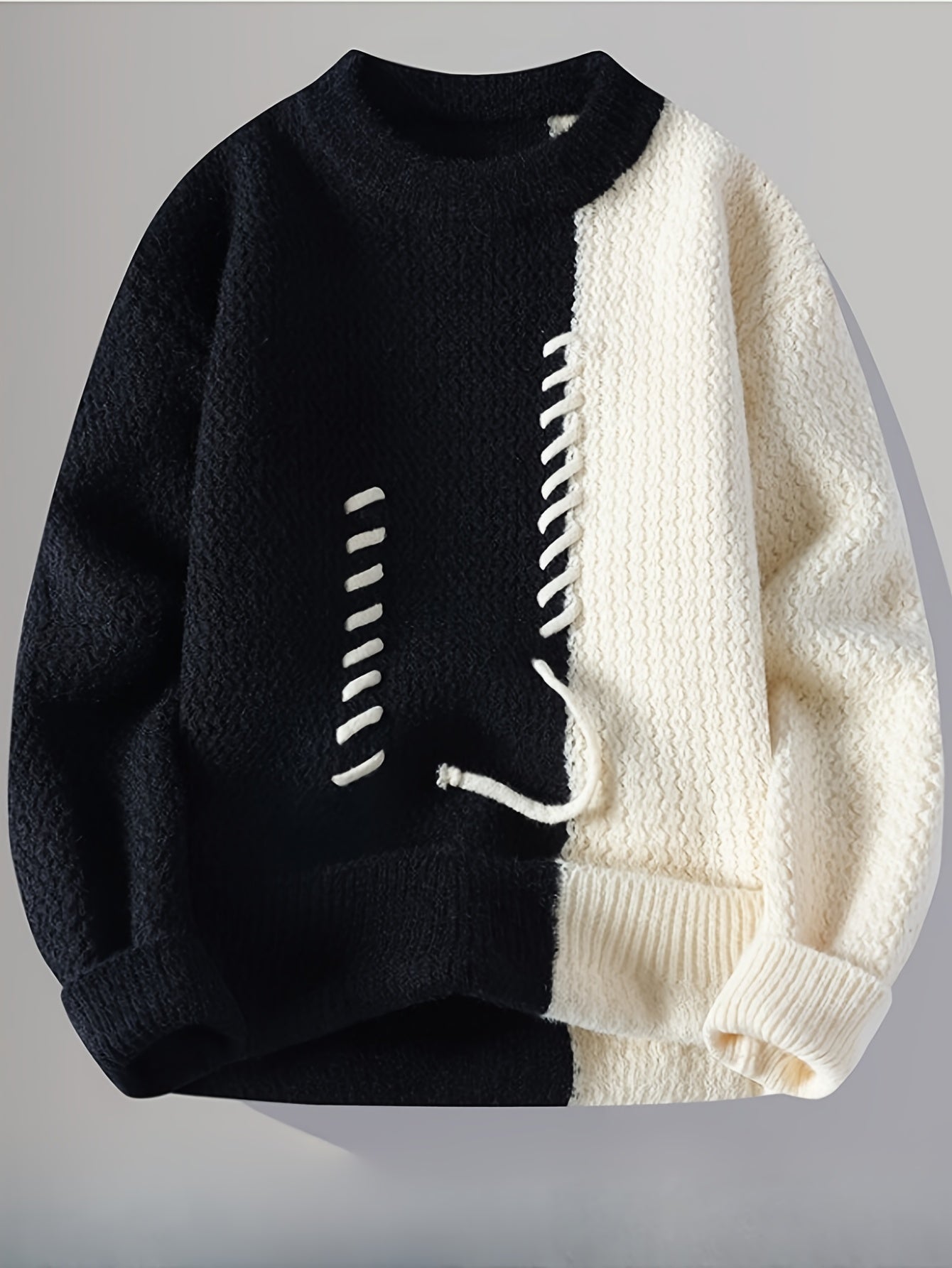 Men's Color-Block Cable Knit Sweater