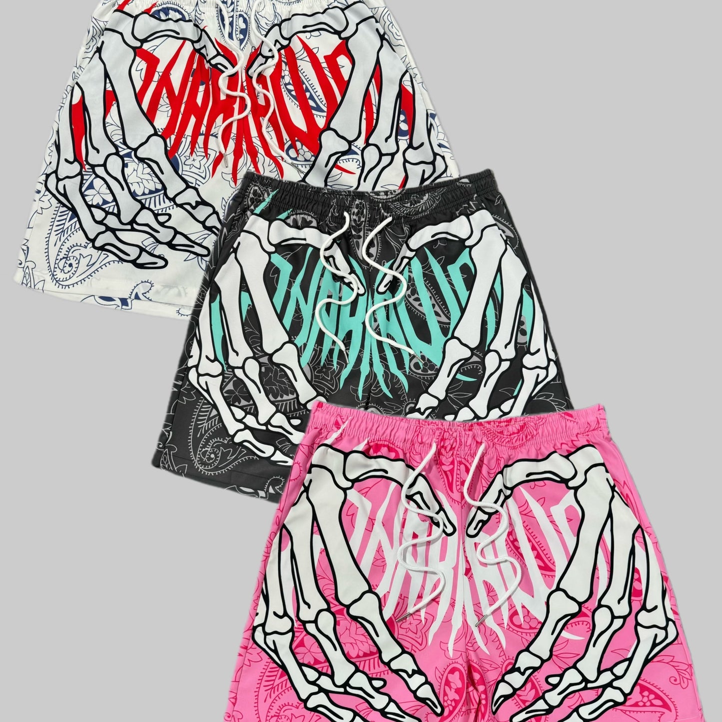 3pcs Men's Graffiti Print Shorts