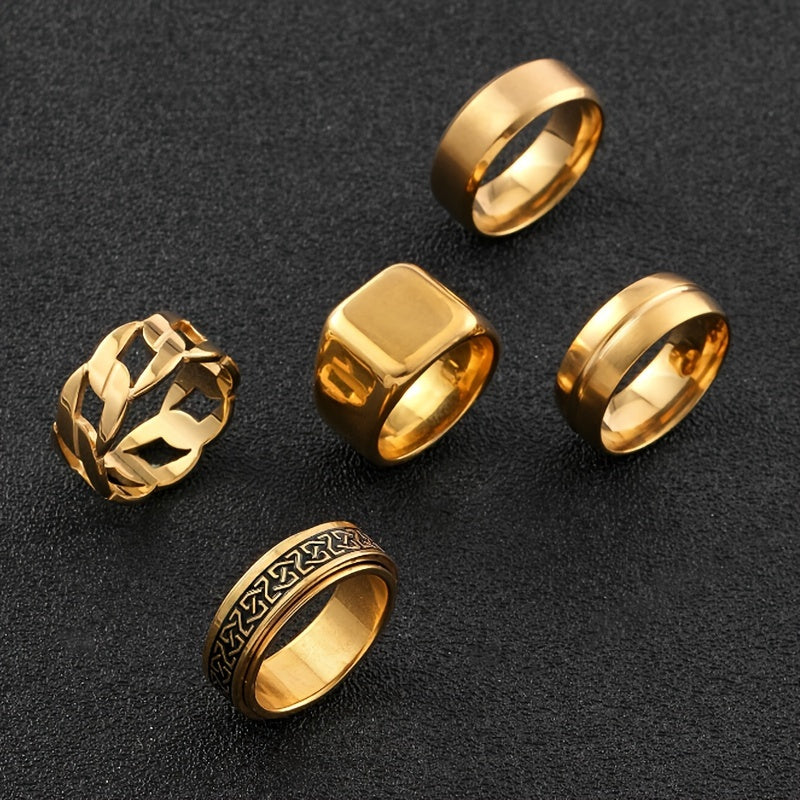 5 Stylish Stainless Steel Ring Sets