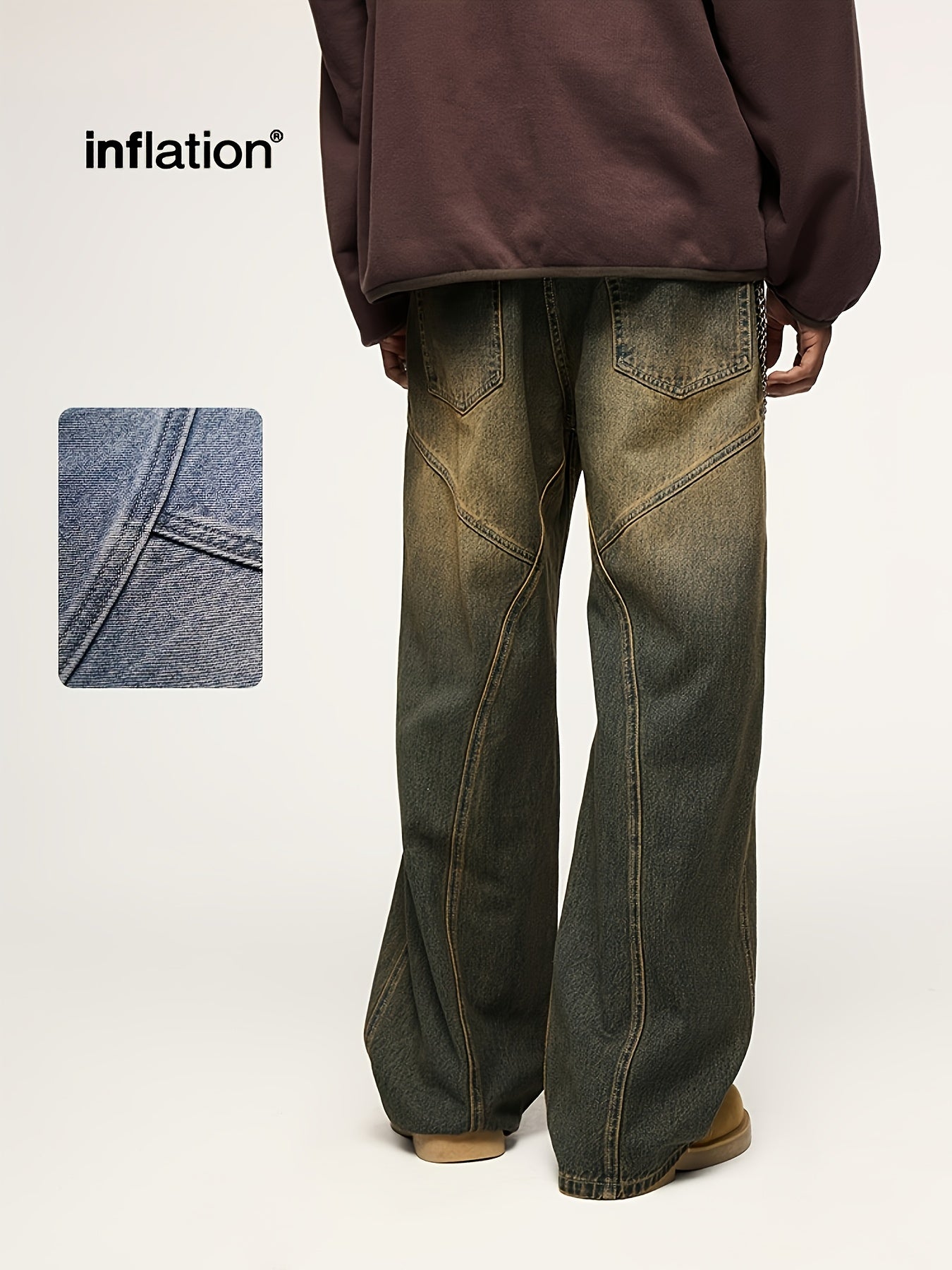 Men's Fashionable Washed Cut-Off Wide-Leg Faux Denim