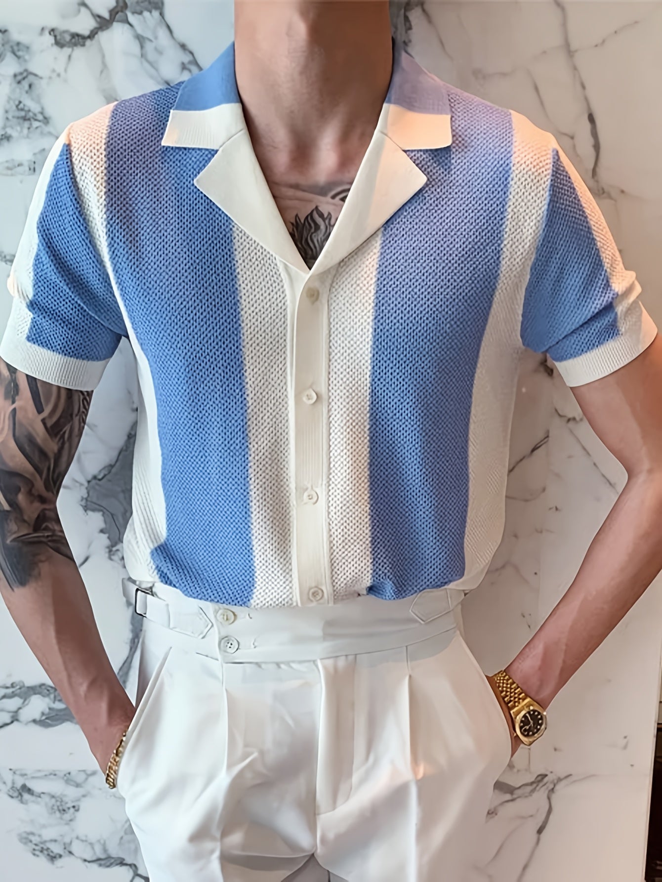 Men'S Casual Color Block Shirt