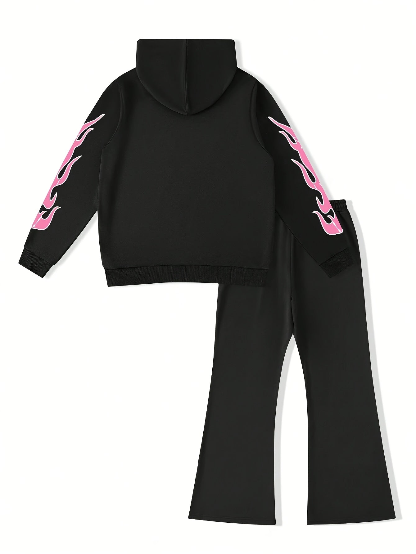 Flame Graphic Hoodie & Sweatpants 2 Piece Set