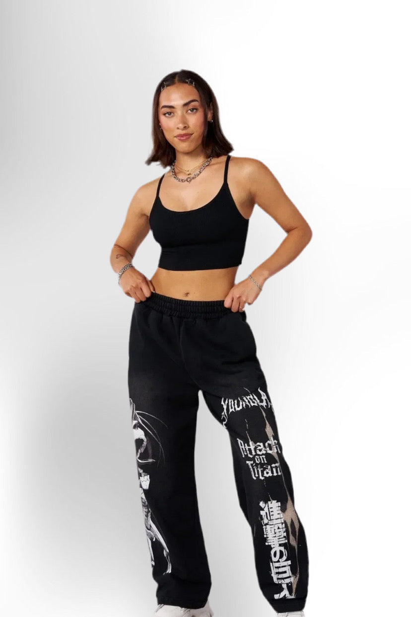 graphic print wide leg trousers