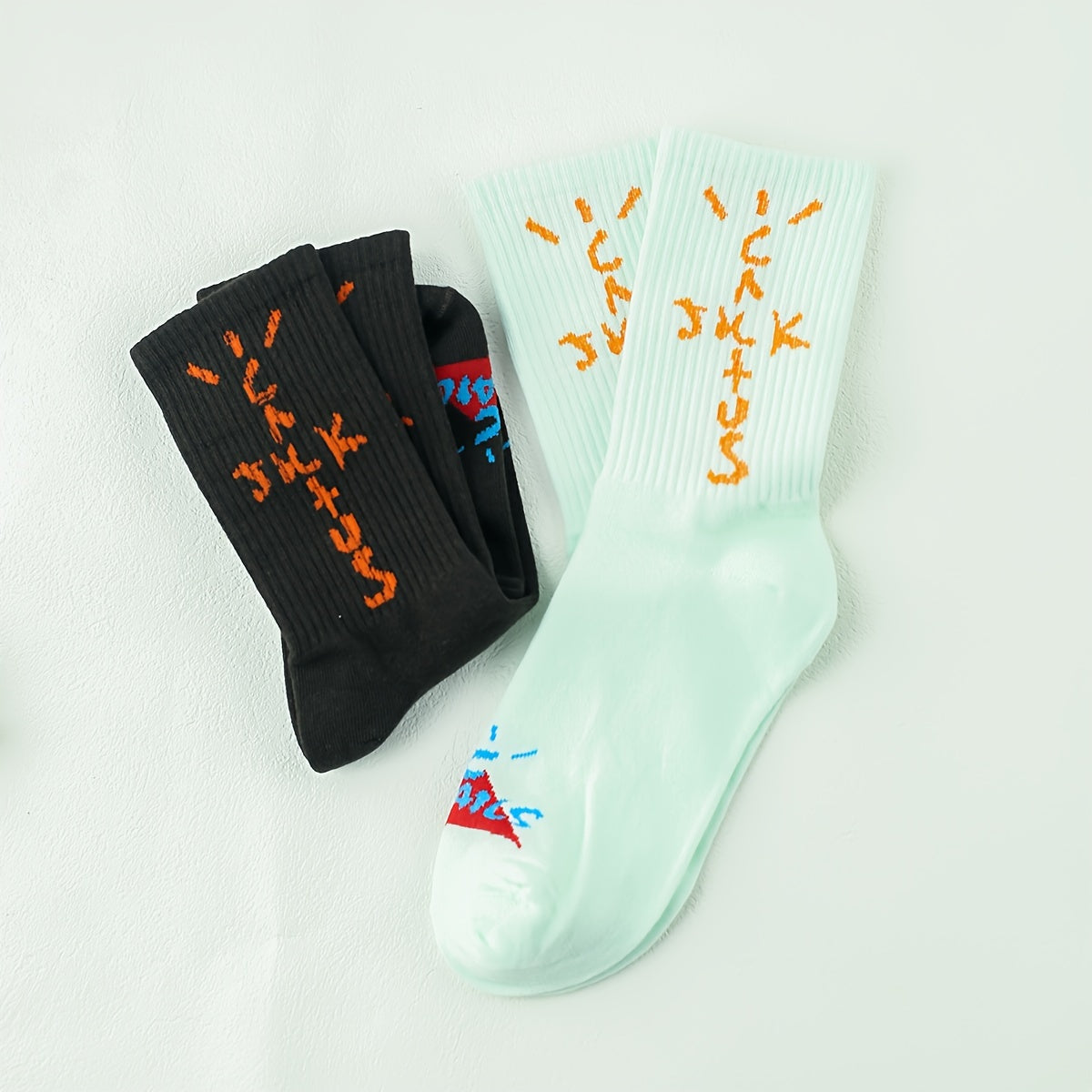 Travis Scott Cactus Jack Two Pairs of Color-Mixed Mid-Calf Socks