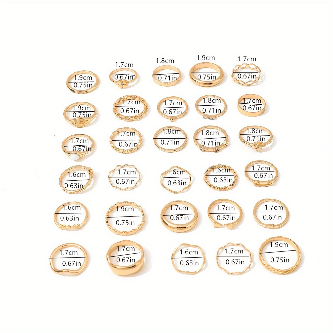 30pcs Alloy Iron Ring Set