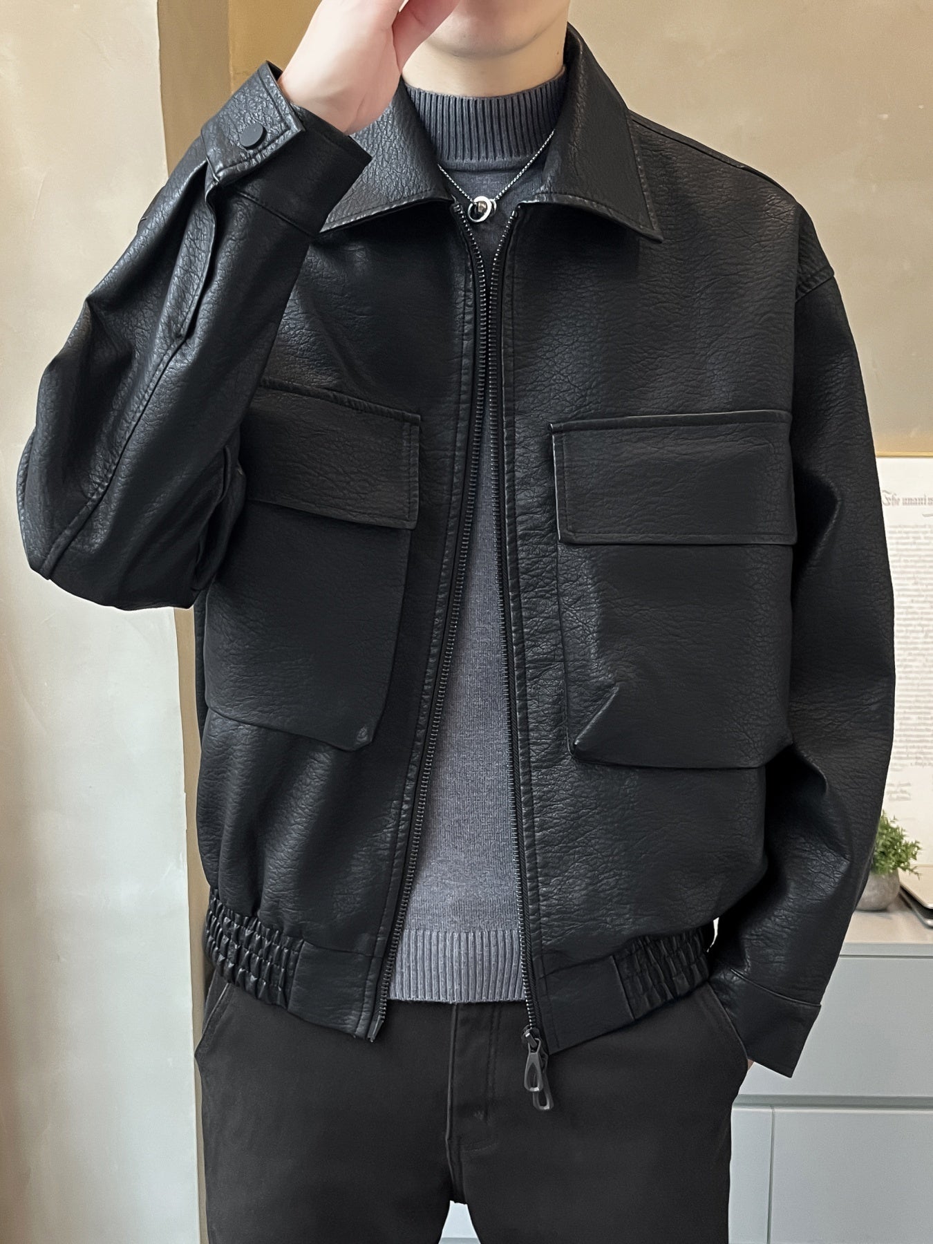 Men's Faux Leather Jacket