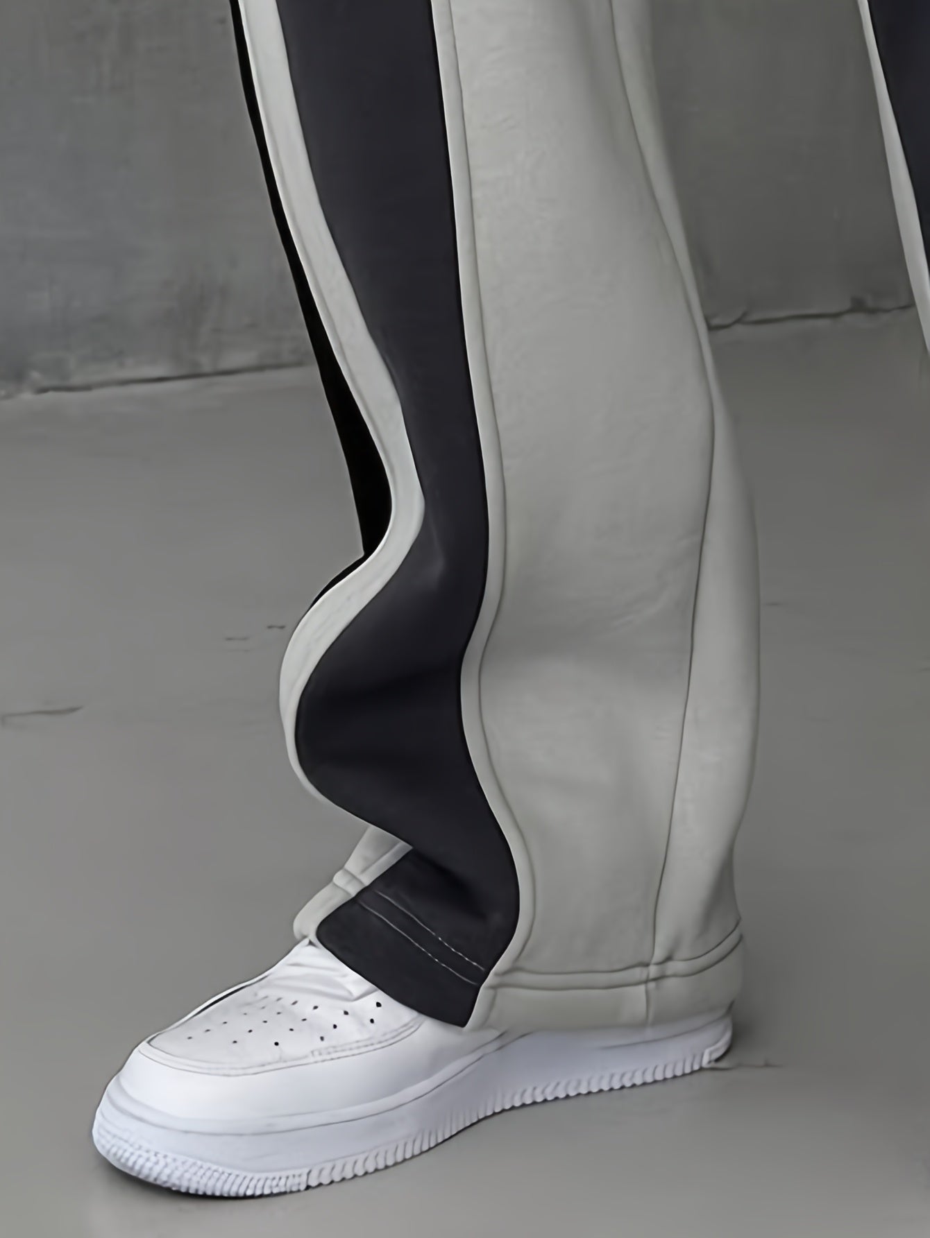 Casual Striped Color-Block Loose-Fit Straight-Leg Pants