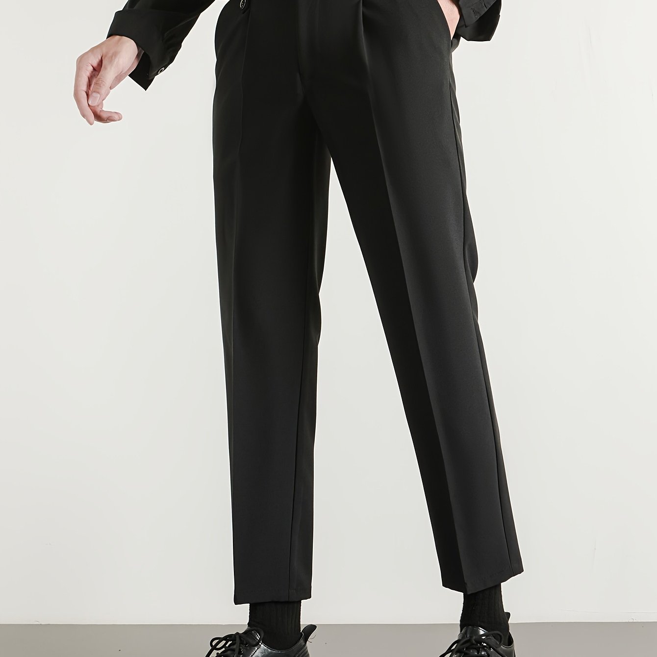 Men'S Classic Black A-Line Dress Pants