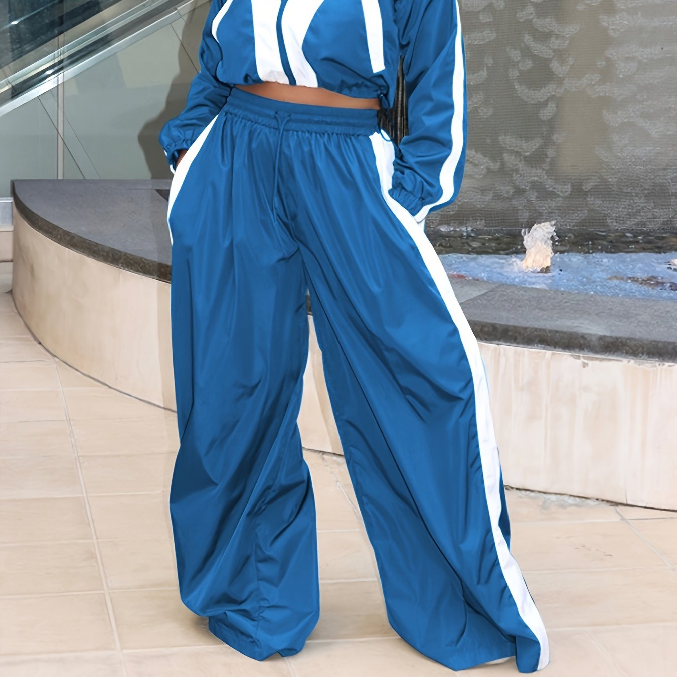 Women'S Color Block Two-Piece Casual Outfit Set