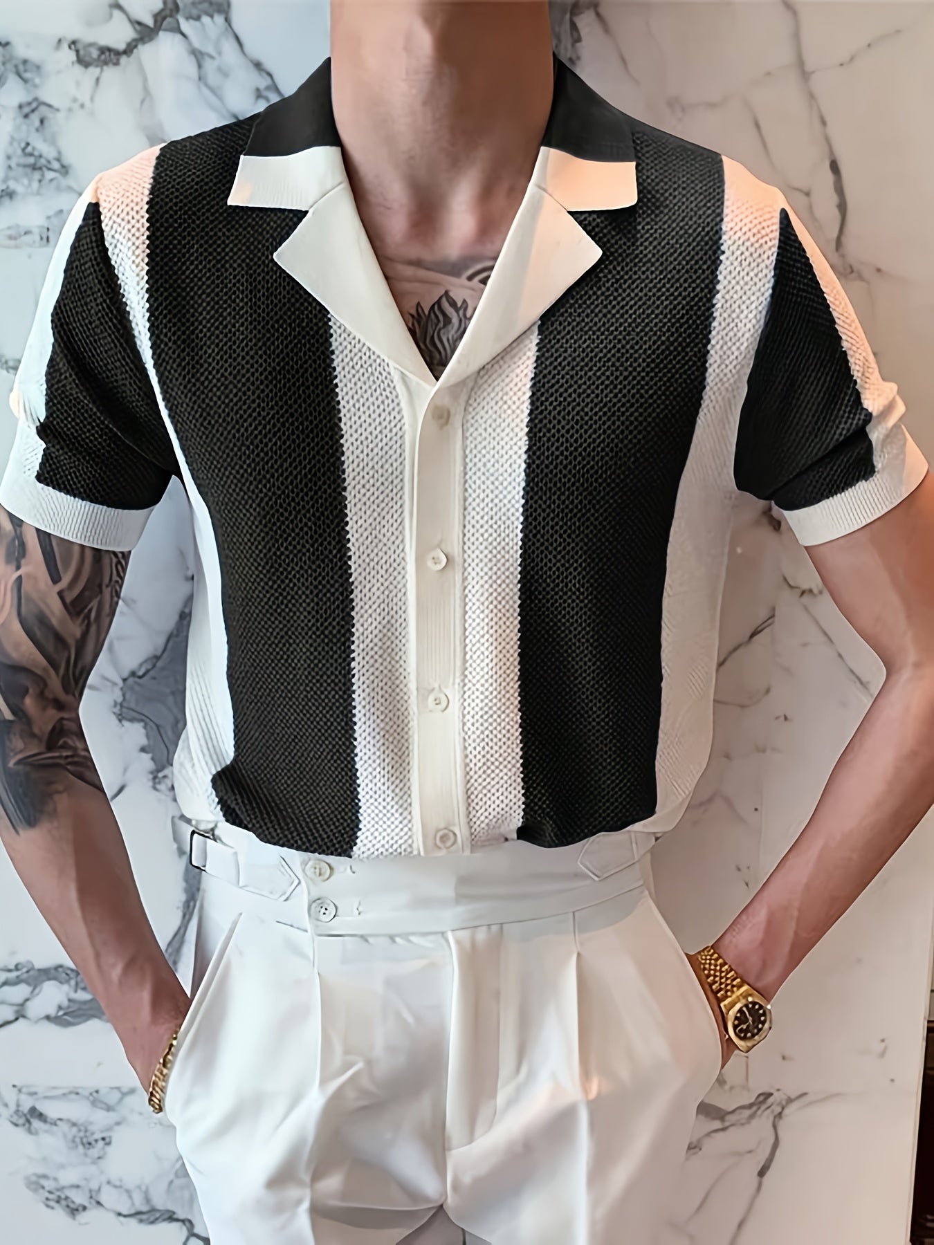Men'S Casual Color Block Shirt