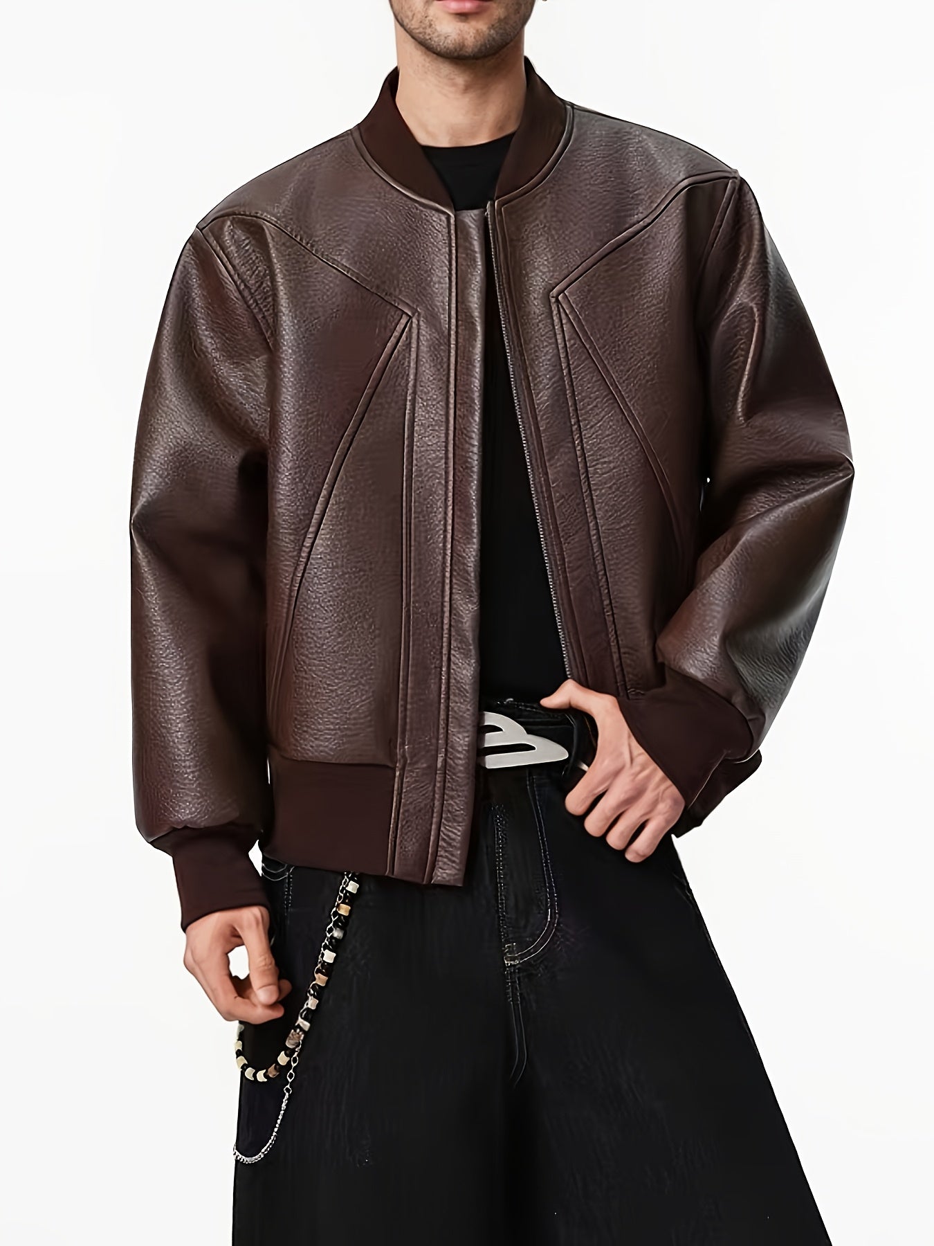 High-End Street Sport Casual Leather PU Jacket