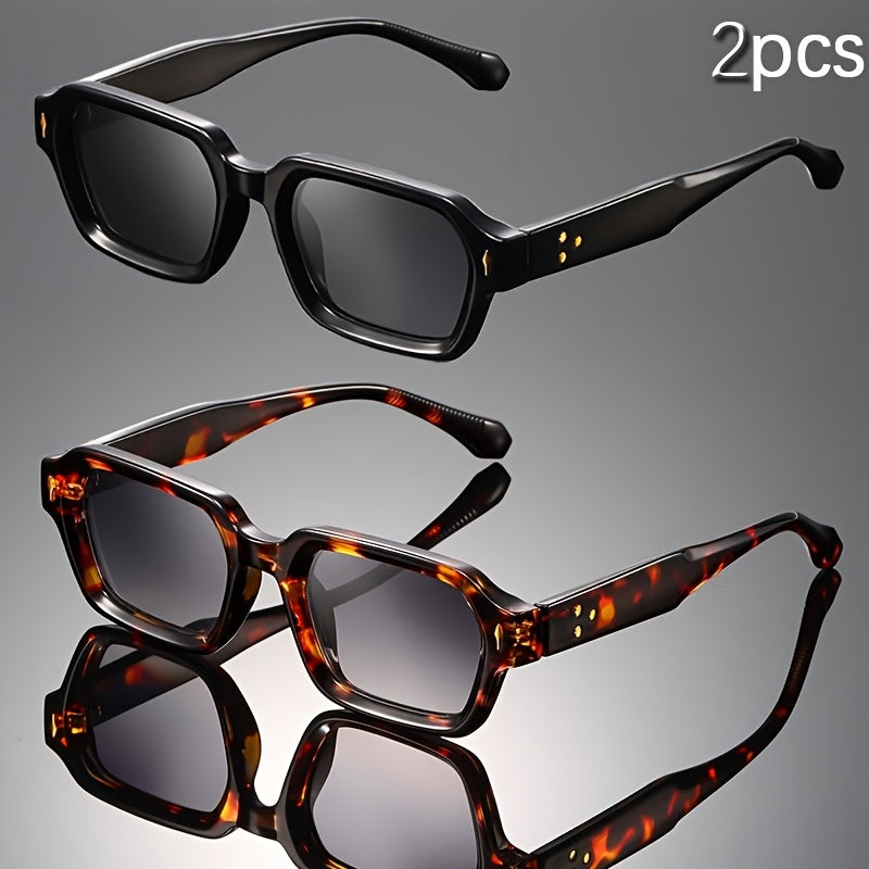 2-Pack Retro Square Frame Fashion Glasses for Men & Women