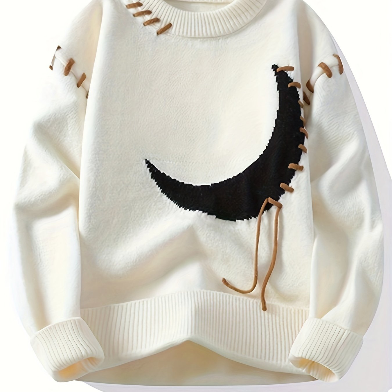 Men's Casual Loose Fit Distressed Asymmetrical Hem Sweater