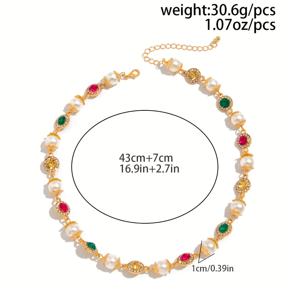 Colored Imitation Pearl Necklace and Bracelet