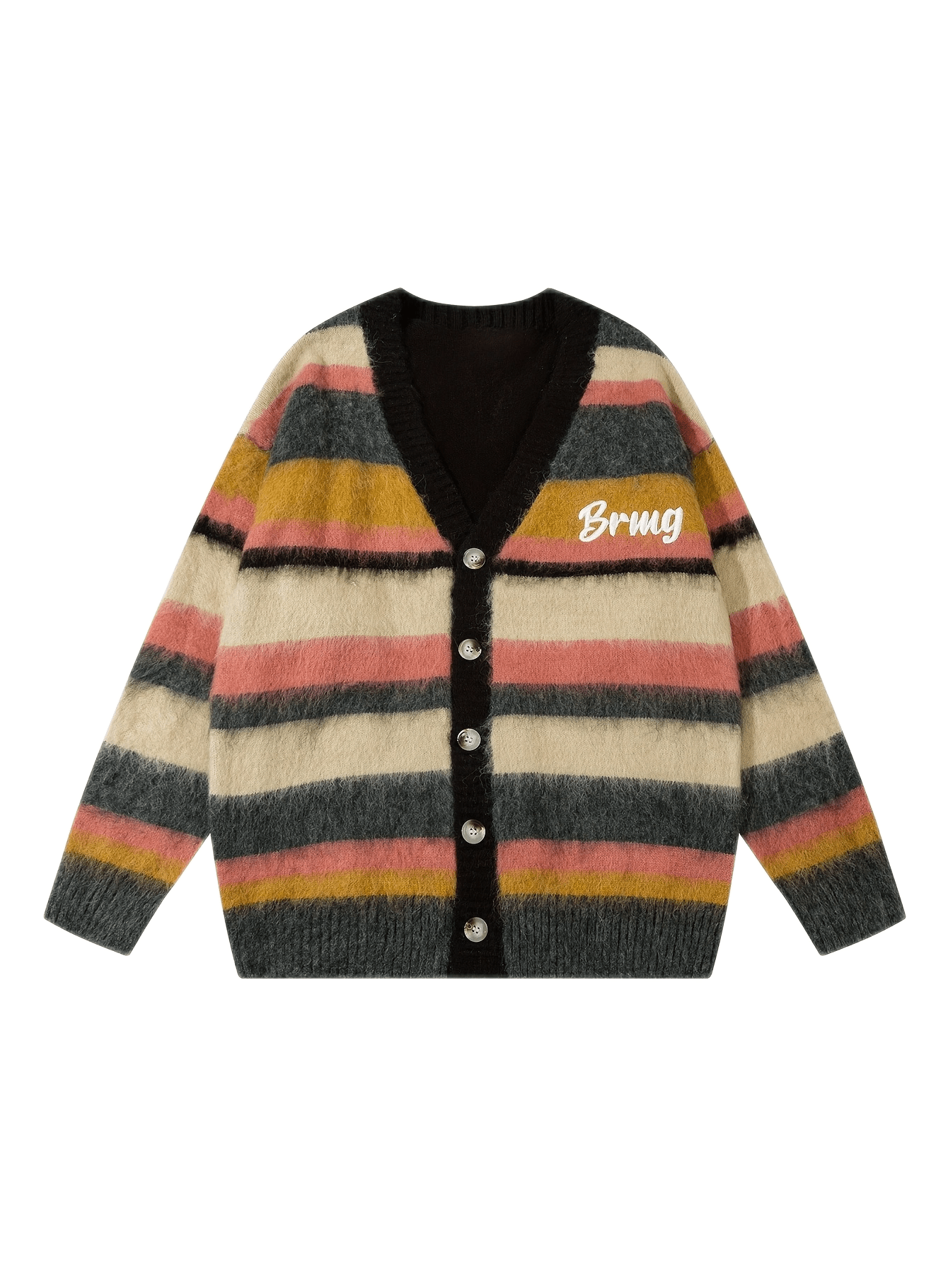 Men's Loose Color Block Striped Knitted Cardigan