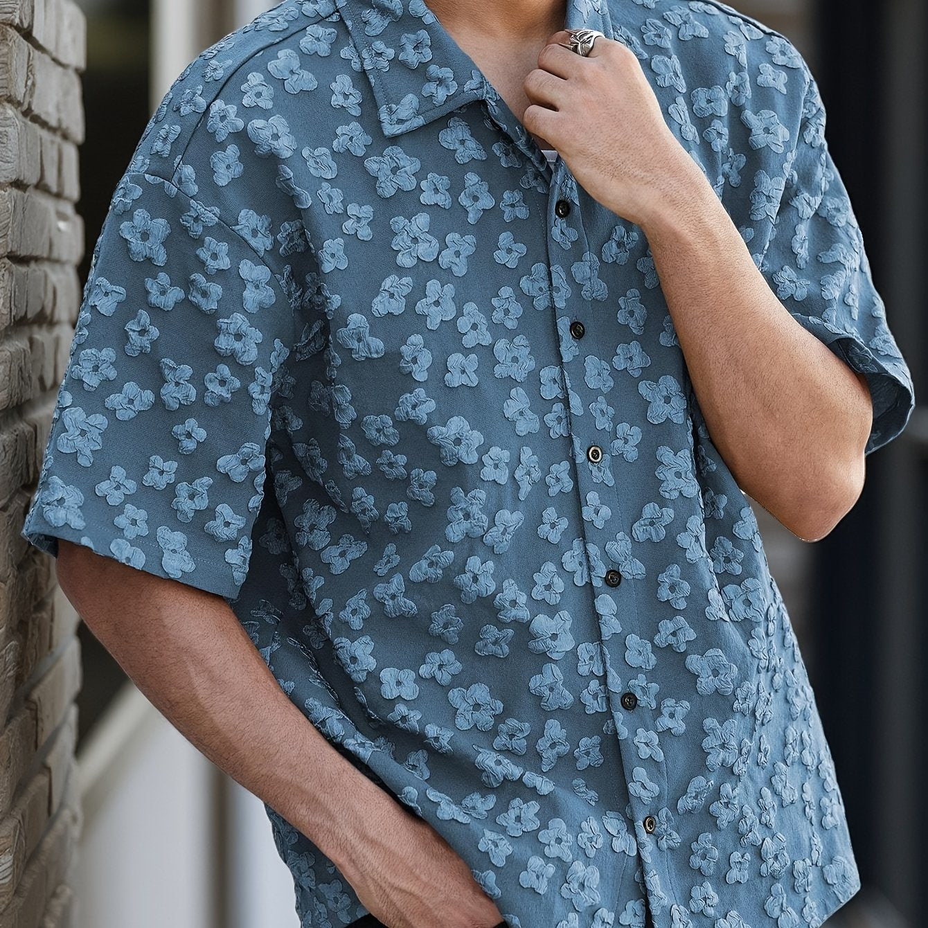 Summer Short Sleeve Button-Up Shirt