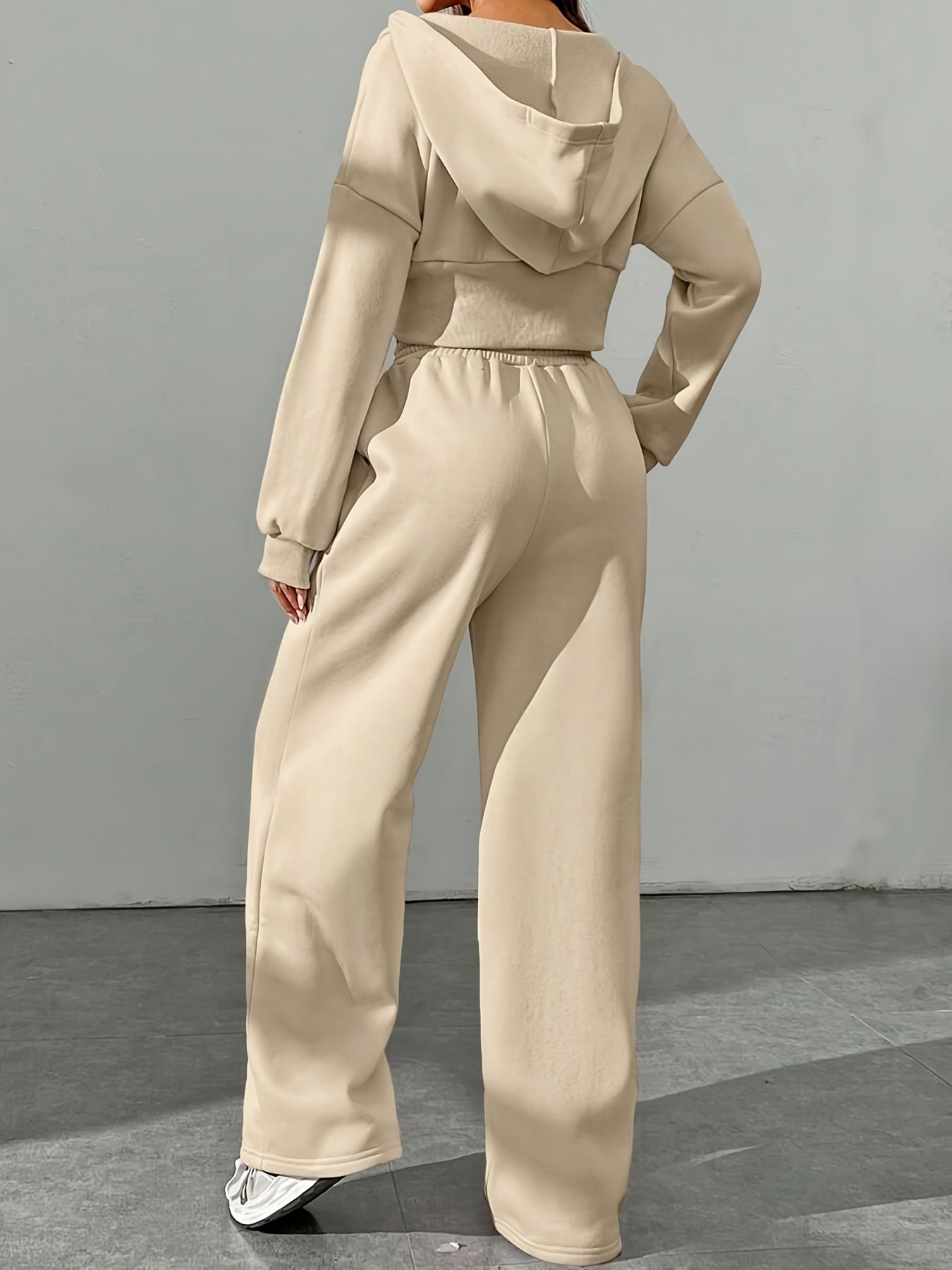 Women'S Zip-Up Hoodie and Pants Two-Piece Set -