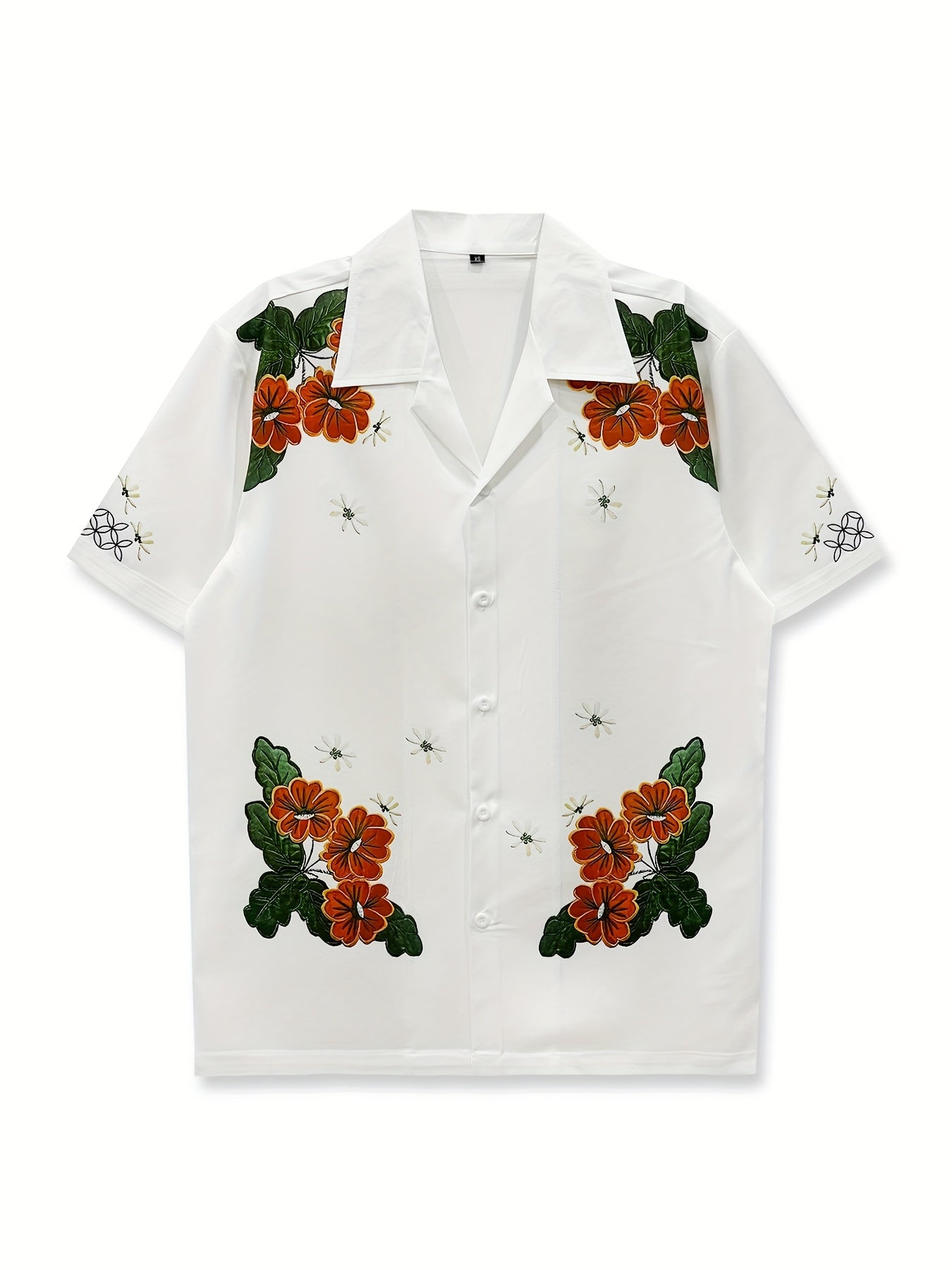 Men'S White Short Sleeve Hawaiian Shirt
