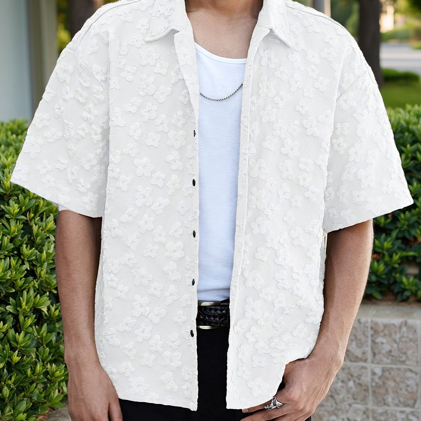 Summer Short Sleeve Button-Up Shirt