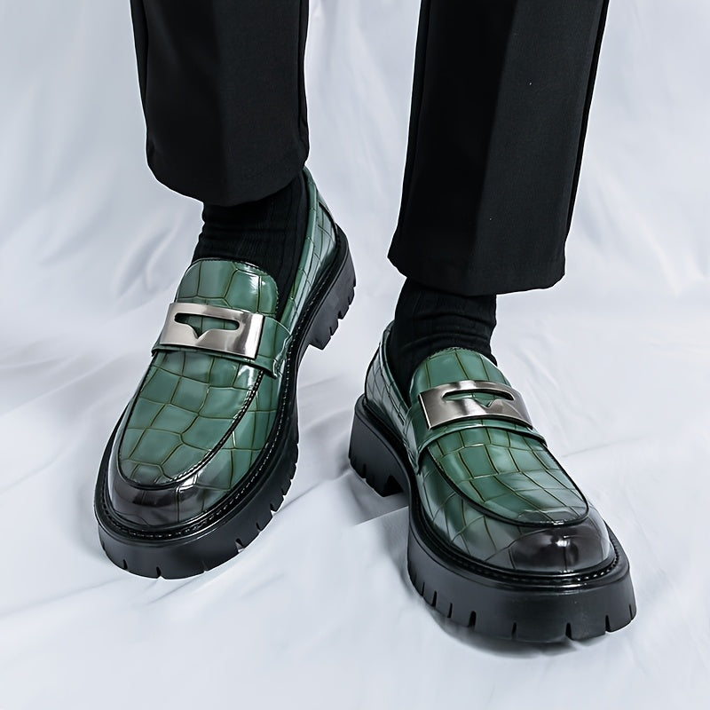 Men'S Crocodile Pattern Thick Sole Loafers