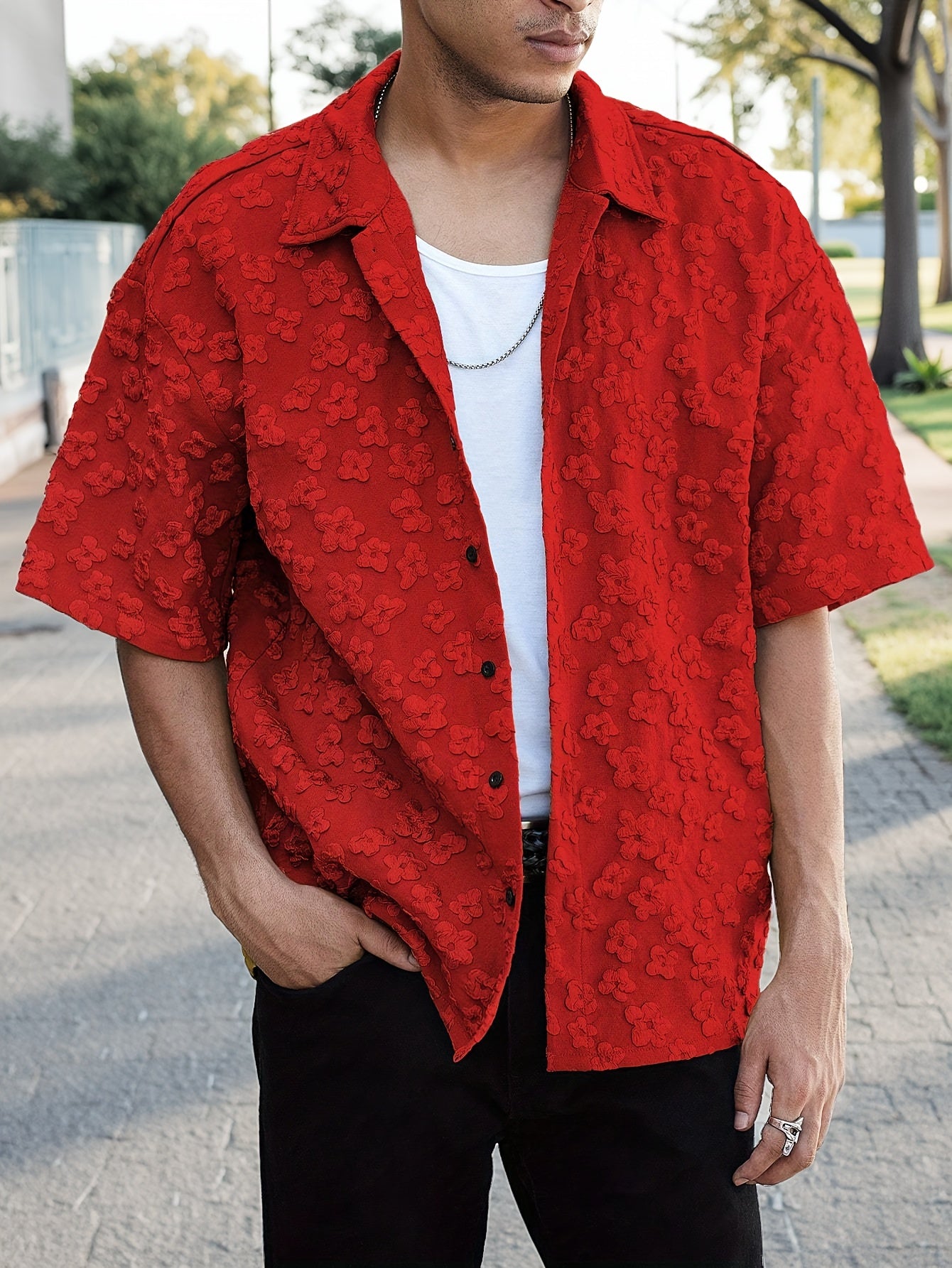 Summer Short Sleeve Button-Up Shirt