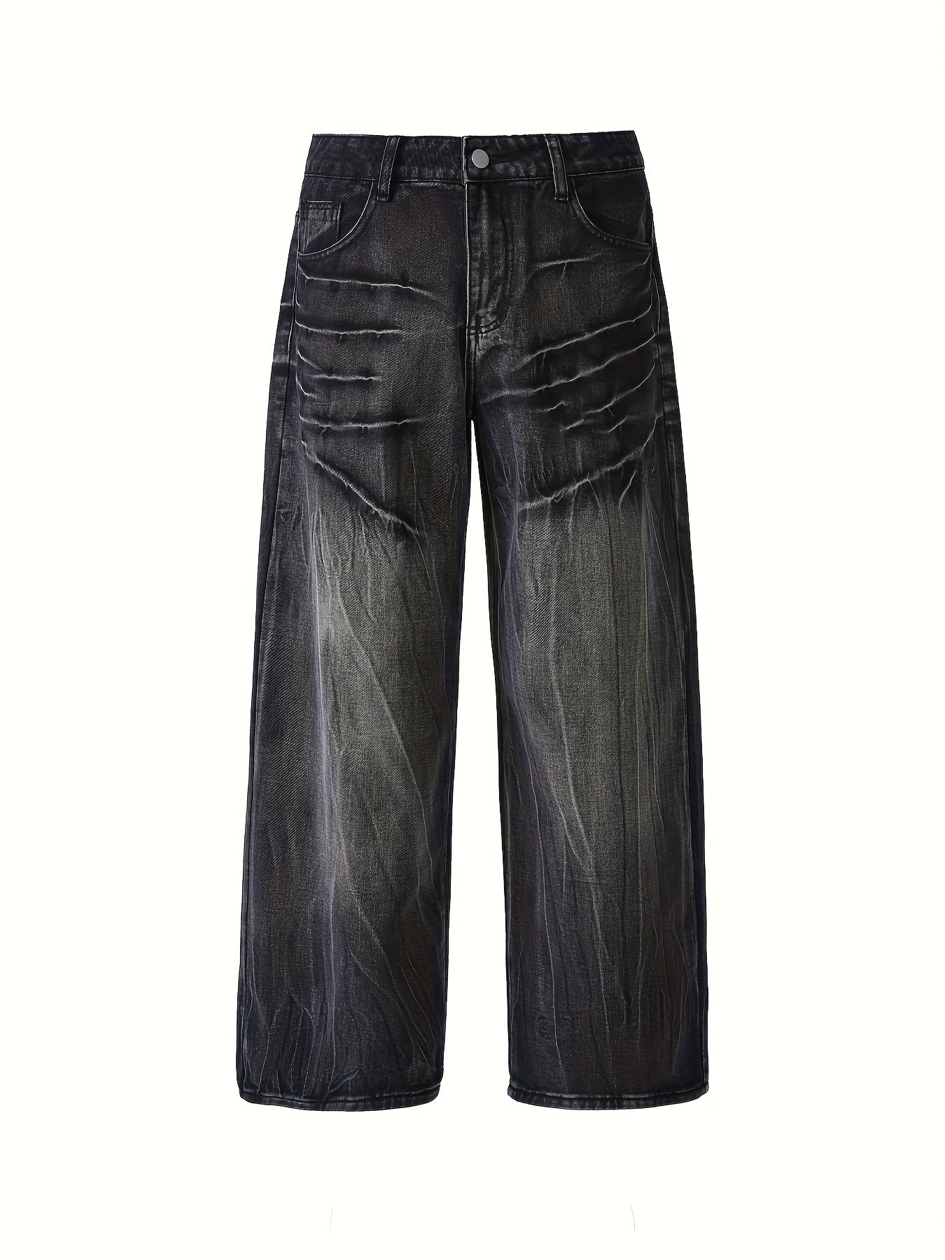Men's Loose Fit Wide Leg Distressed Jeans