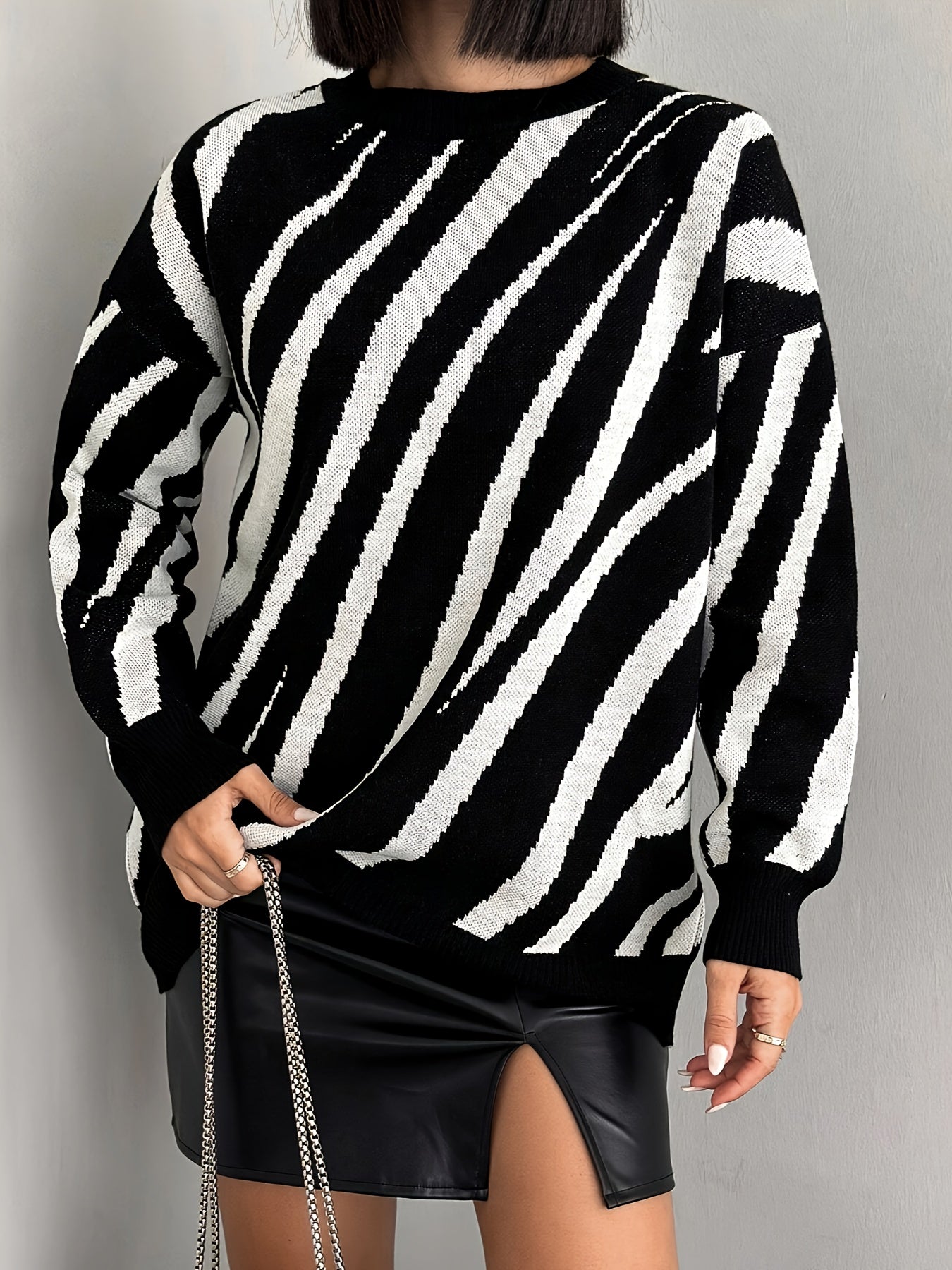 Women’s Zebra Stripe Knit Sweater
