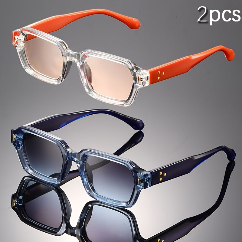 2-Pack Retro Square Frame Fashion Glasses for Men & Women