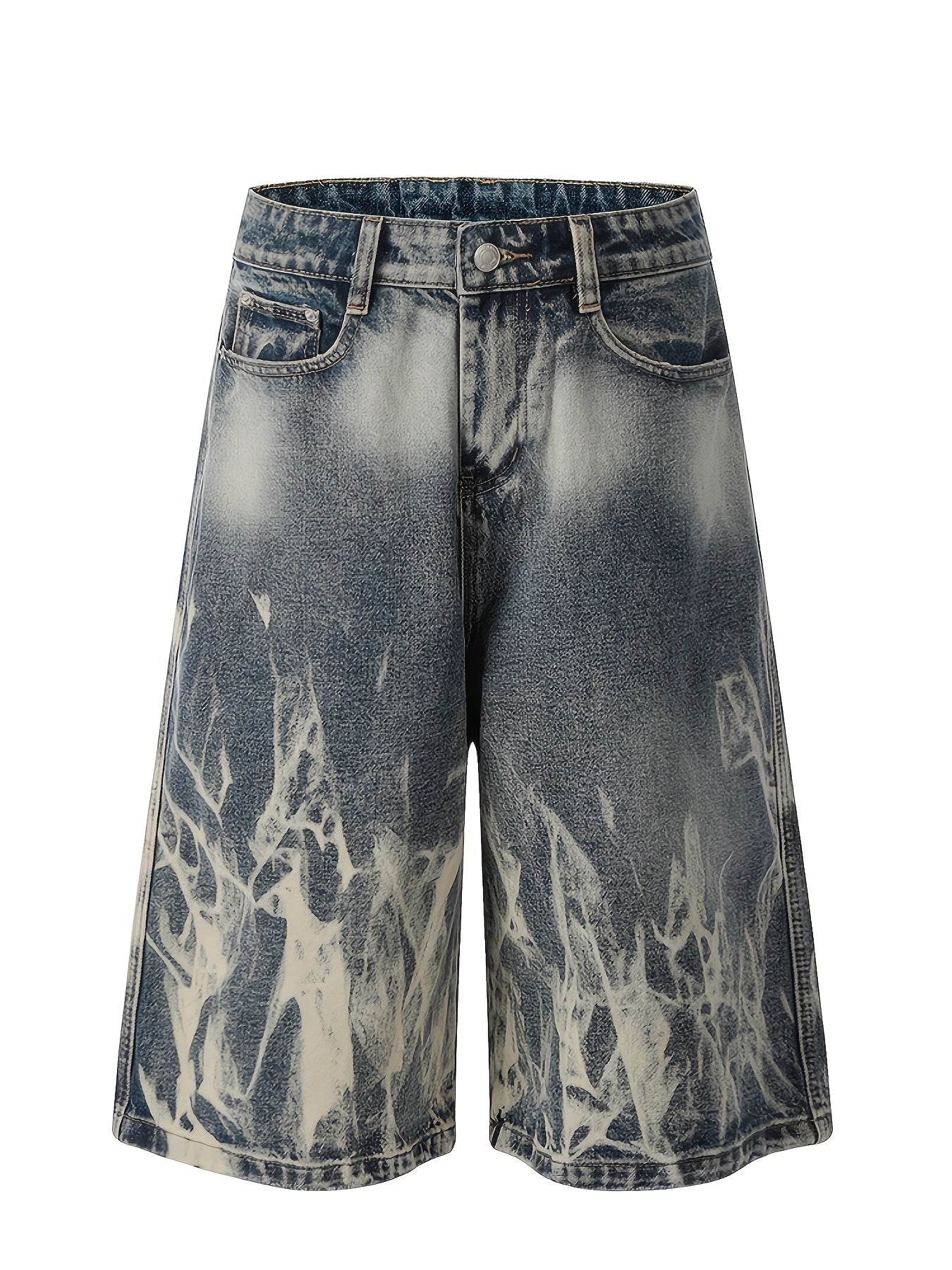 Men'S Punk-Inspired Loose Fit Denim Shorts