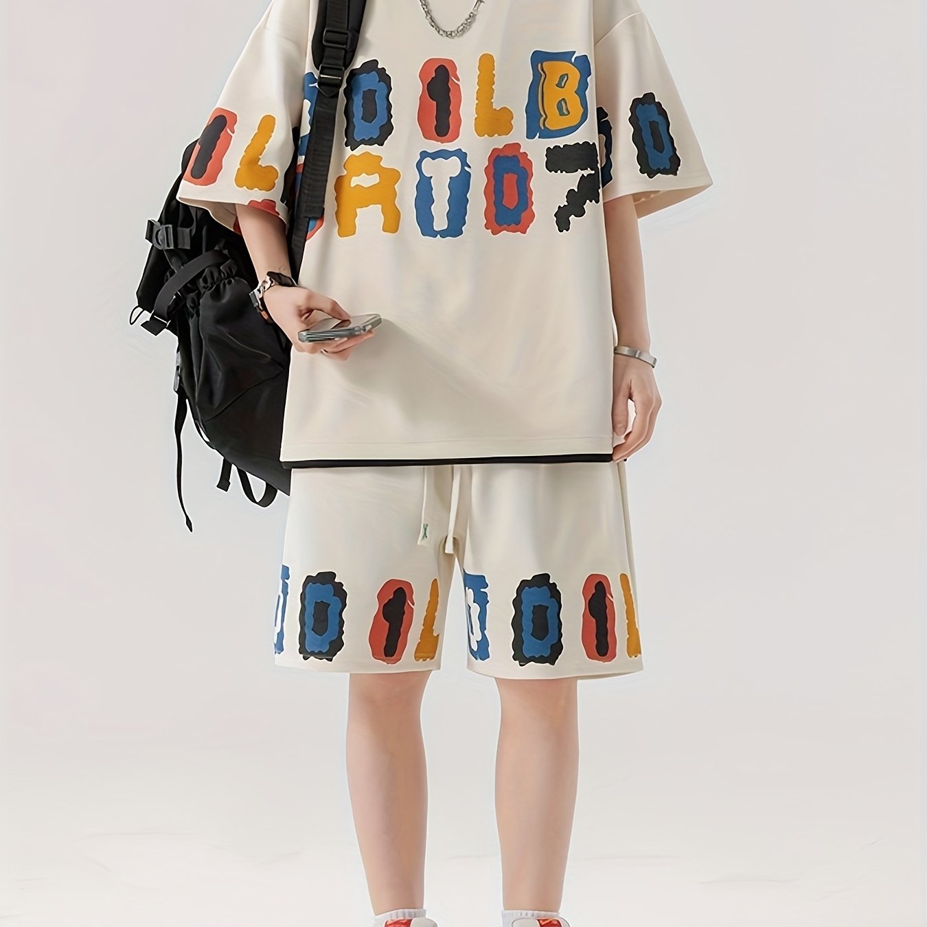 Short-sleeved T-shirt and pants suit for men