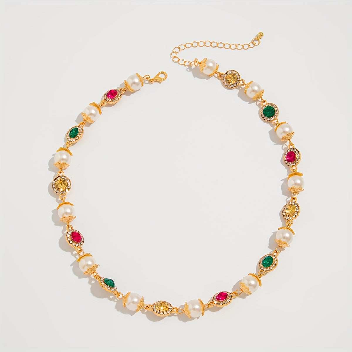 Colored Imitation Pearl Necklace and Bracelet