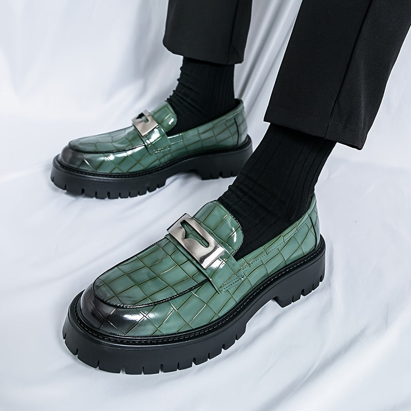 Men'S Crocodile Pattern Thick Sole Loafers