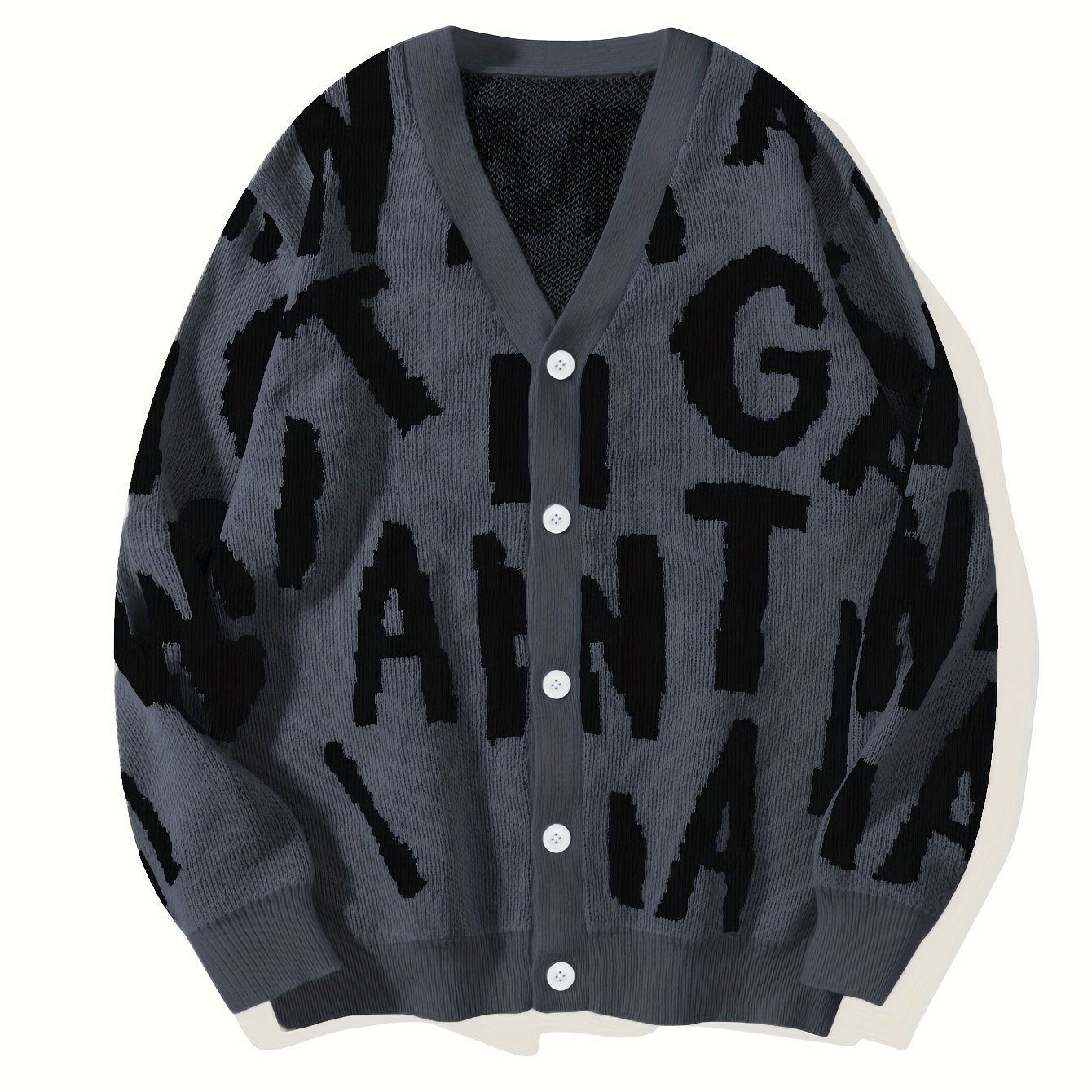 Men's Letters Graphic Print Knitted Cardigan
