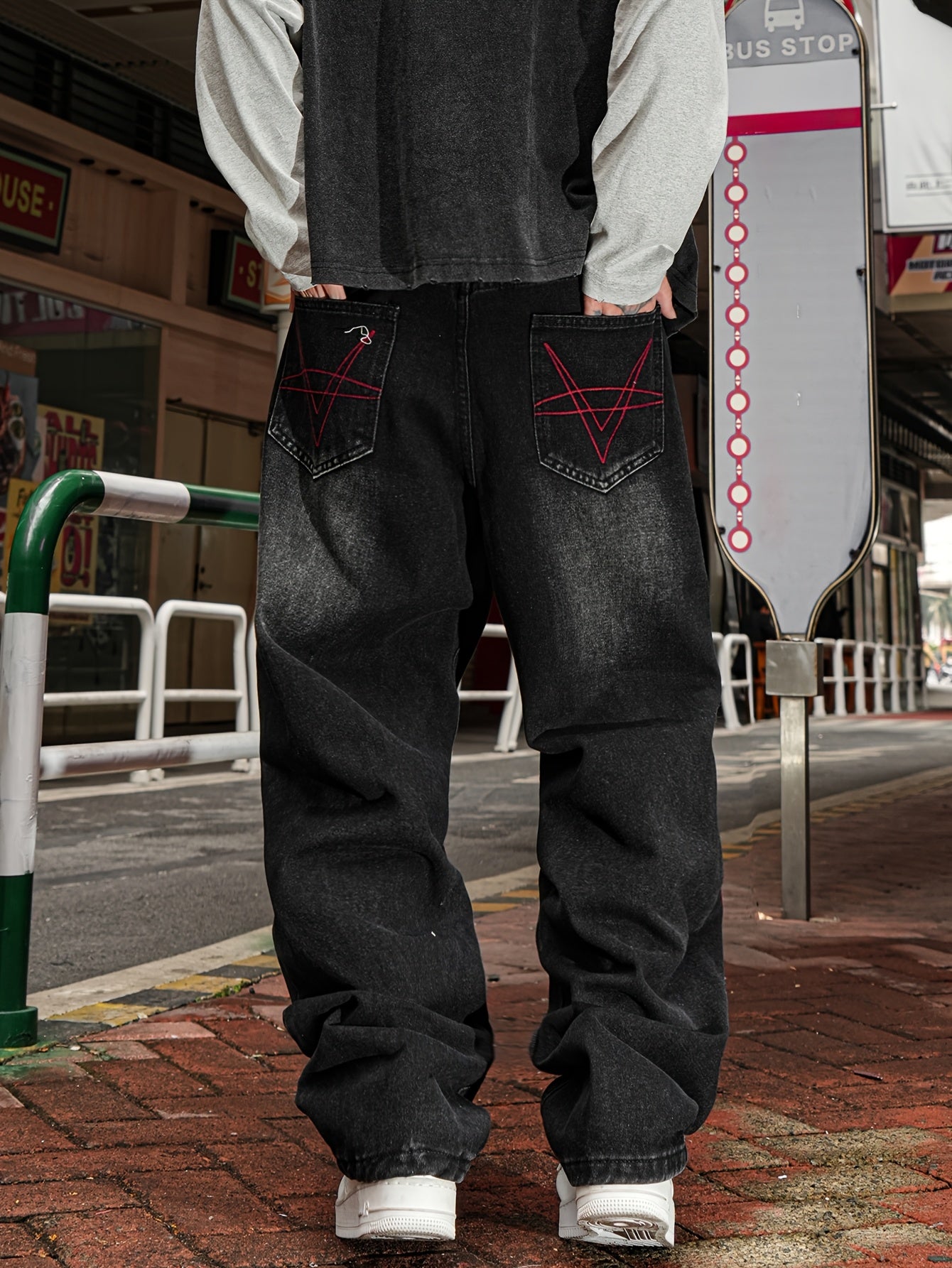 Black Embroidered Jeans