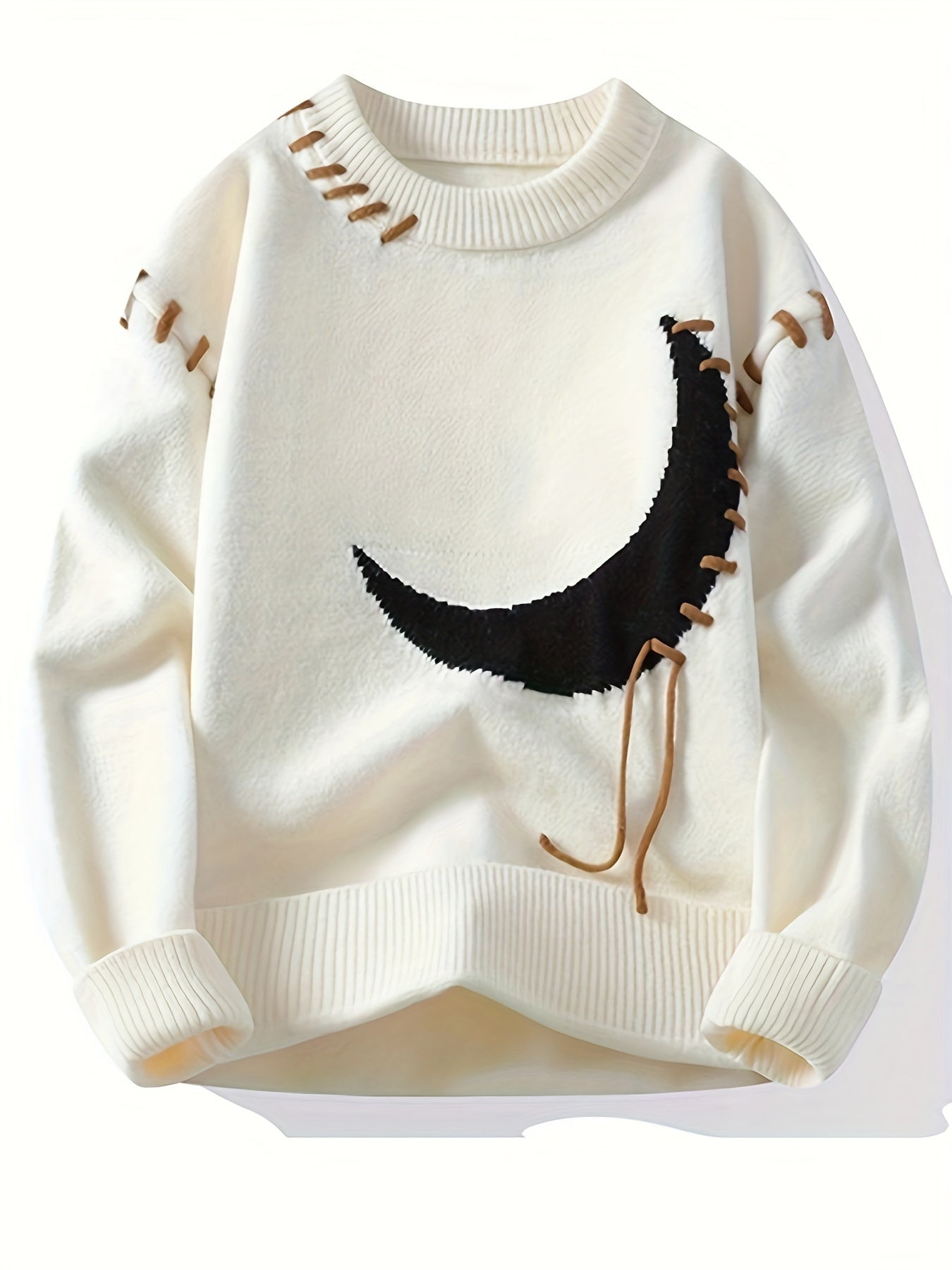 Men's Casual Loose Fit Distressed Asymmetrical Hem Sweater