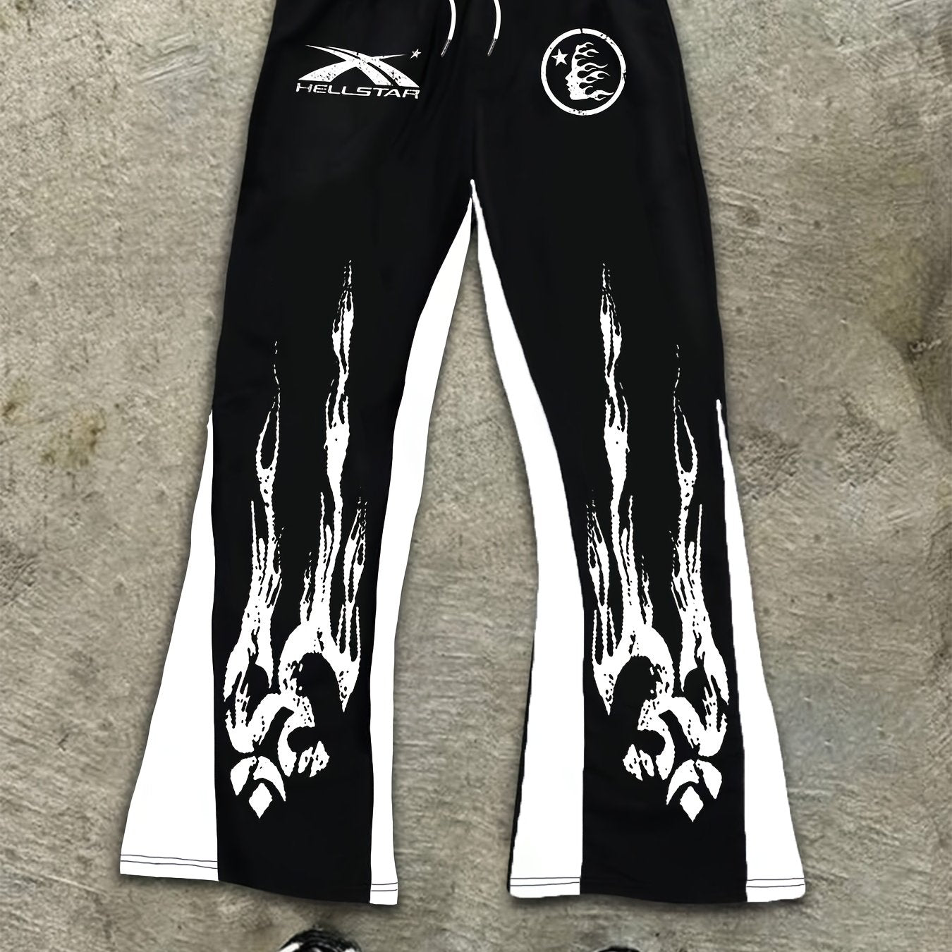 Flame Graphic Print Bell Bottom Pants