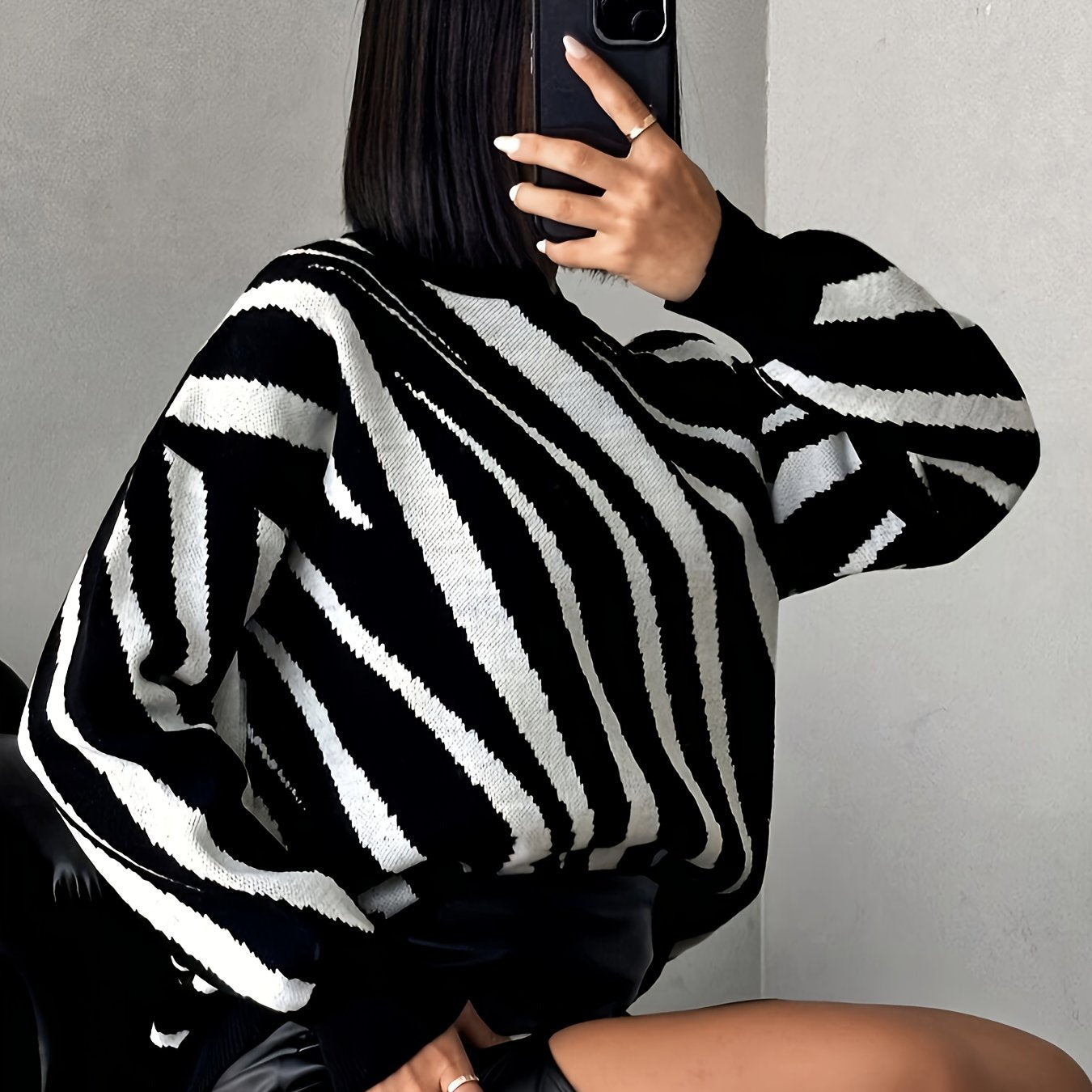 Women’s Zebra Stripe Knit Sweater