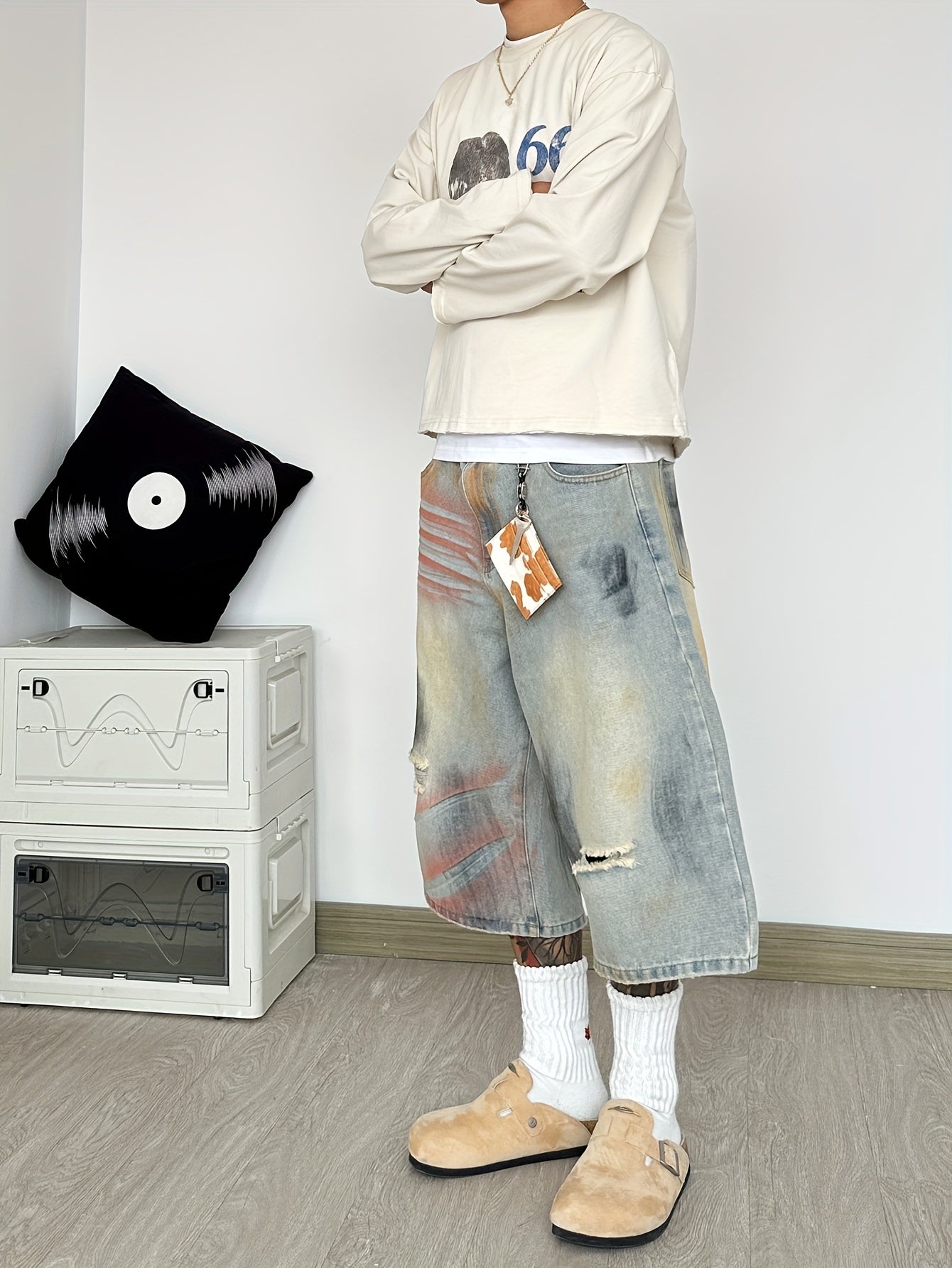 Distressed Washed Ripped Loose Jorts