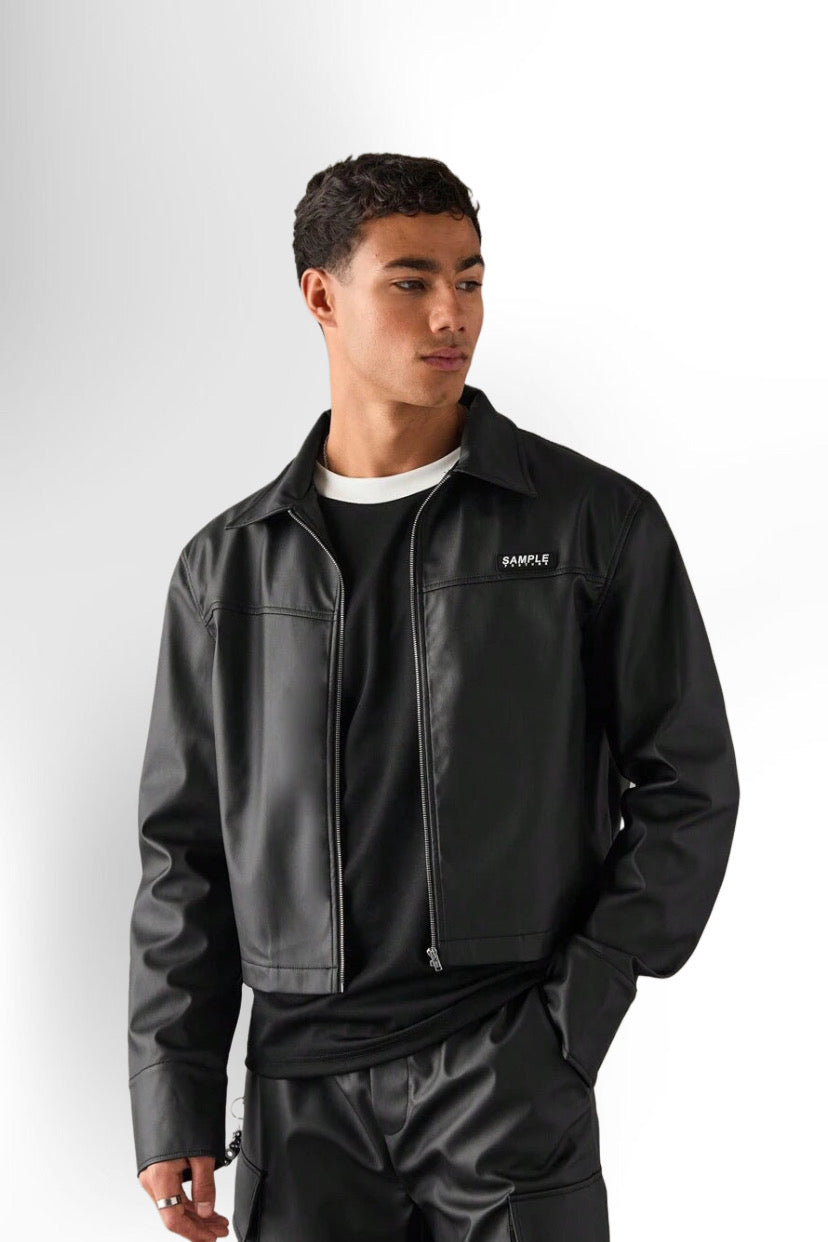 Woven Faux Leather Jacket
