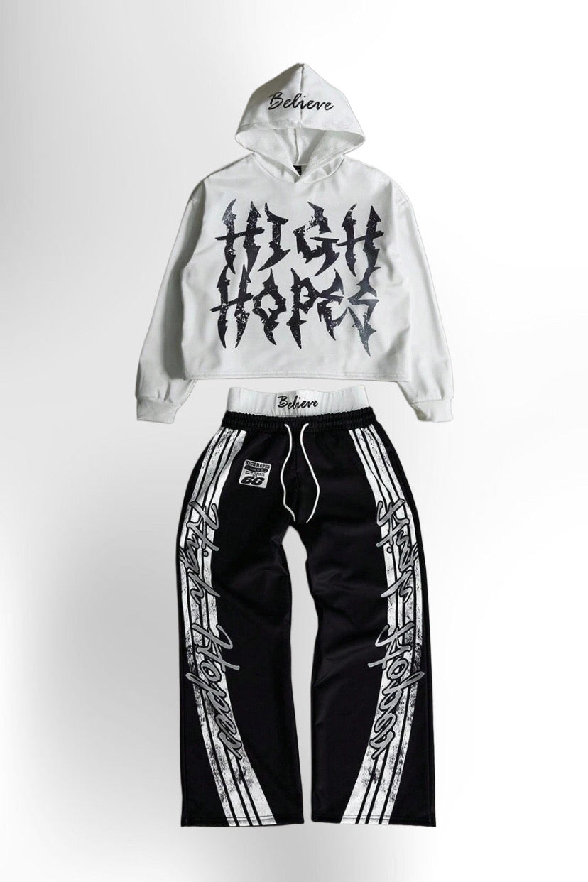 Men's Print Hoodie & Wide-Leg Pants Set,