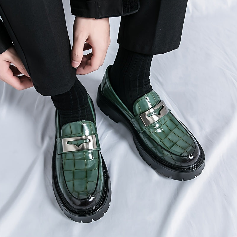 Men'S Crocodile Pattern Thick Sole Loafers