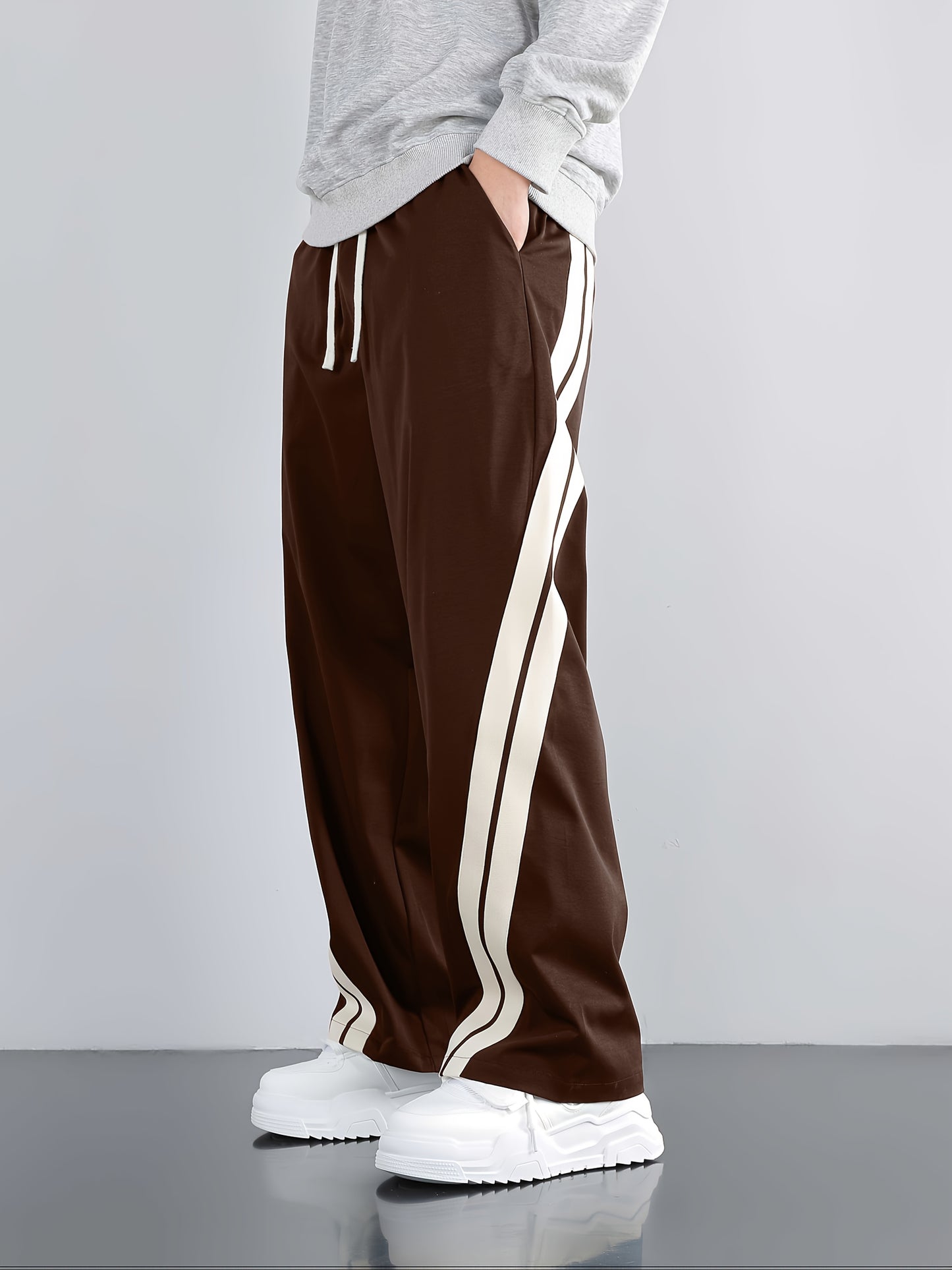 Casual Straight-Leg Striped Pants