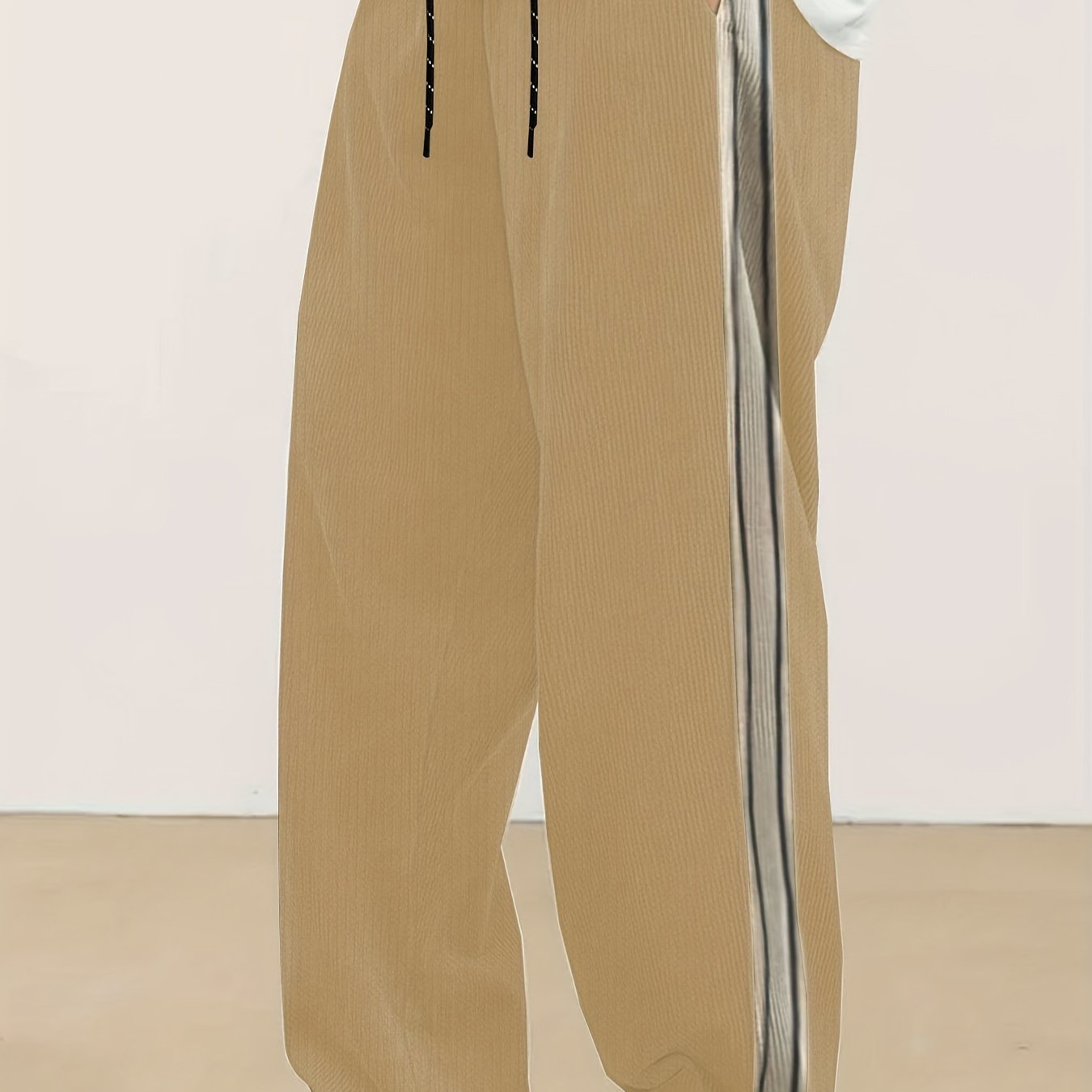 Men's Casual Straight-Leg Jacquard Striped Pants