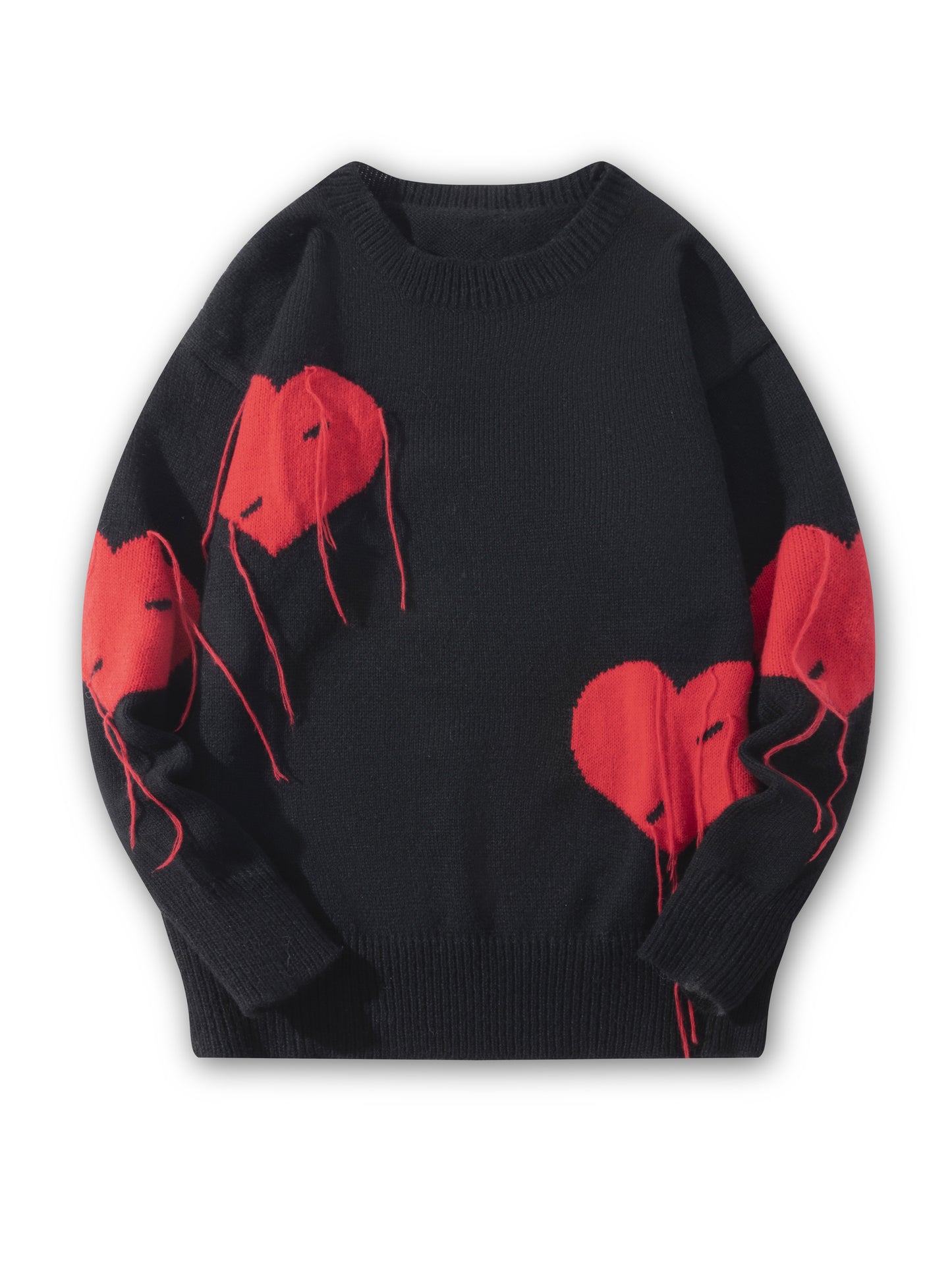 Casual Academic Style Heart Jacquard Tassel Sweater