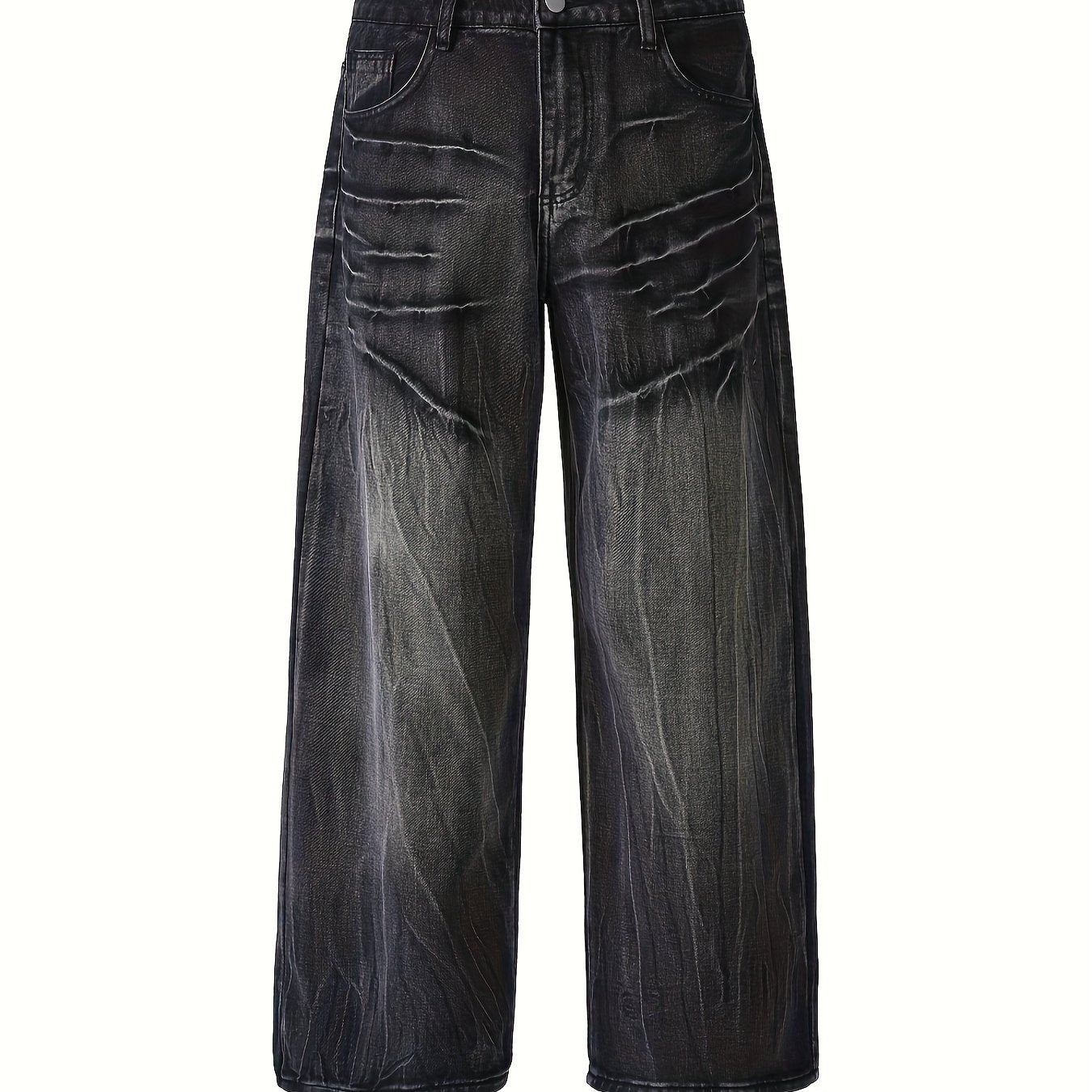 Men's Loose Fit Wide Leg Distressed Jeans