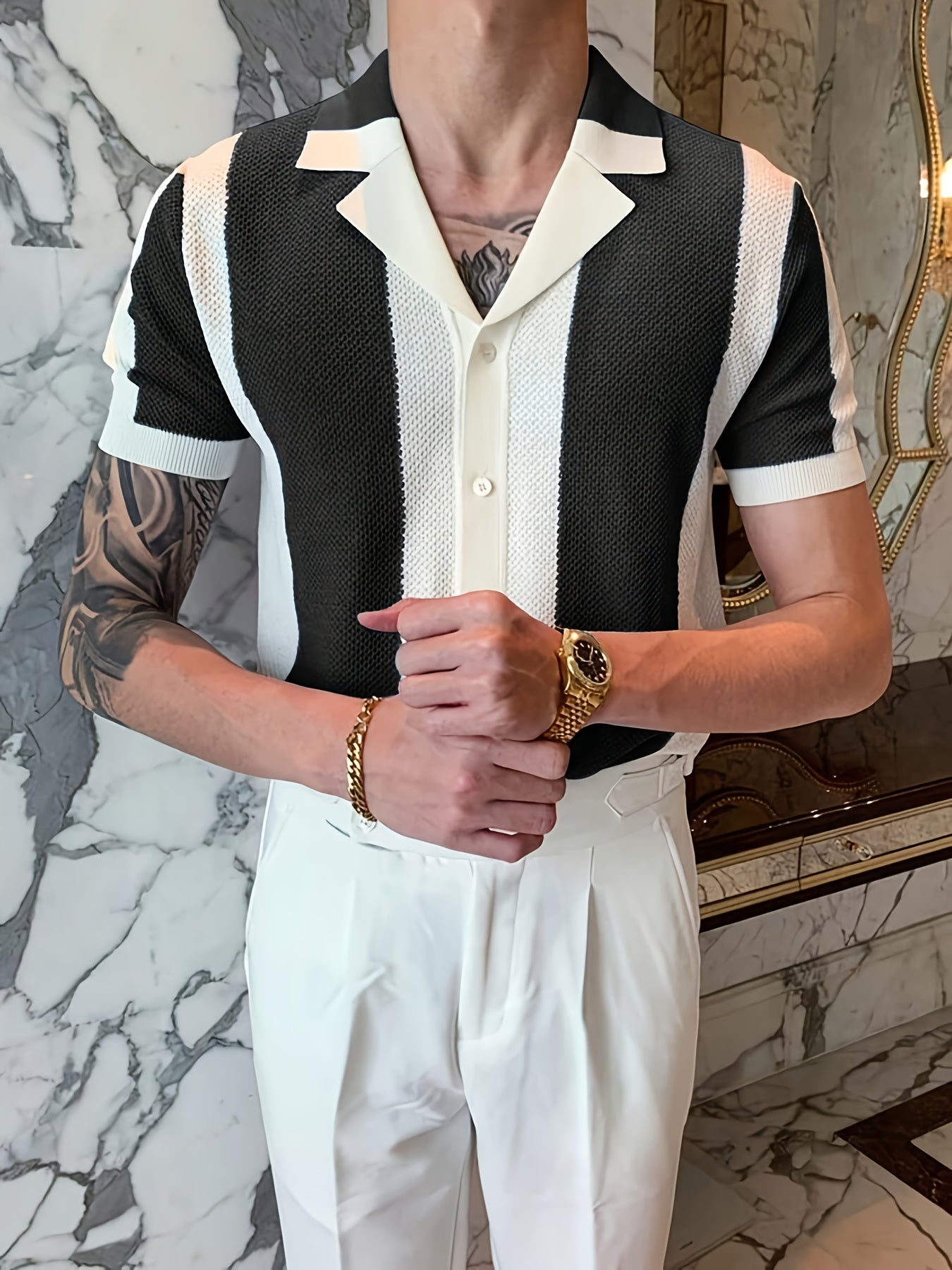 Men'S Casual Color Block Shirt