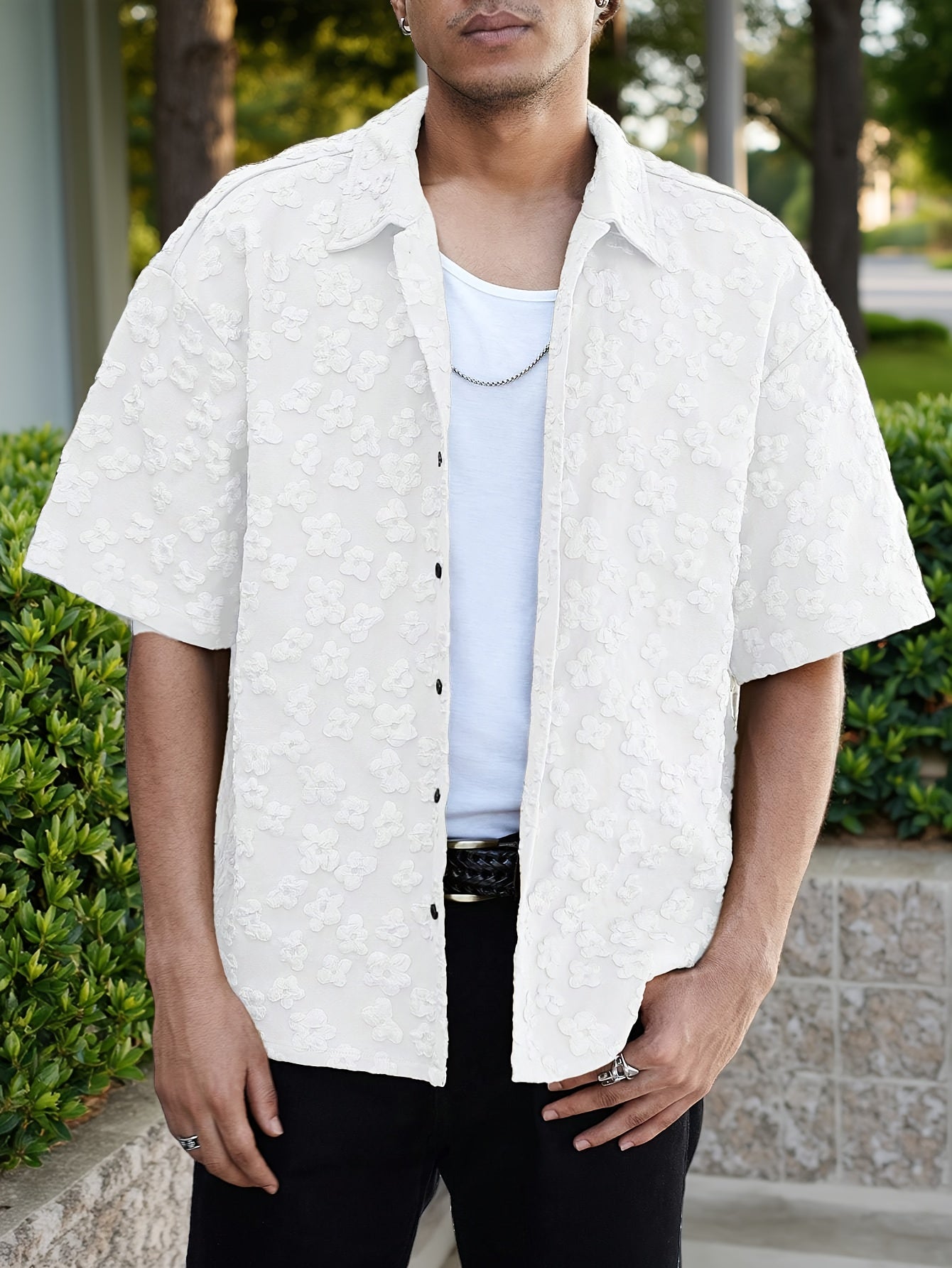 Summer Short Sleeve Button-Up Shirt