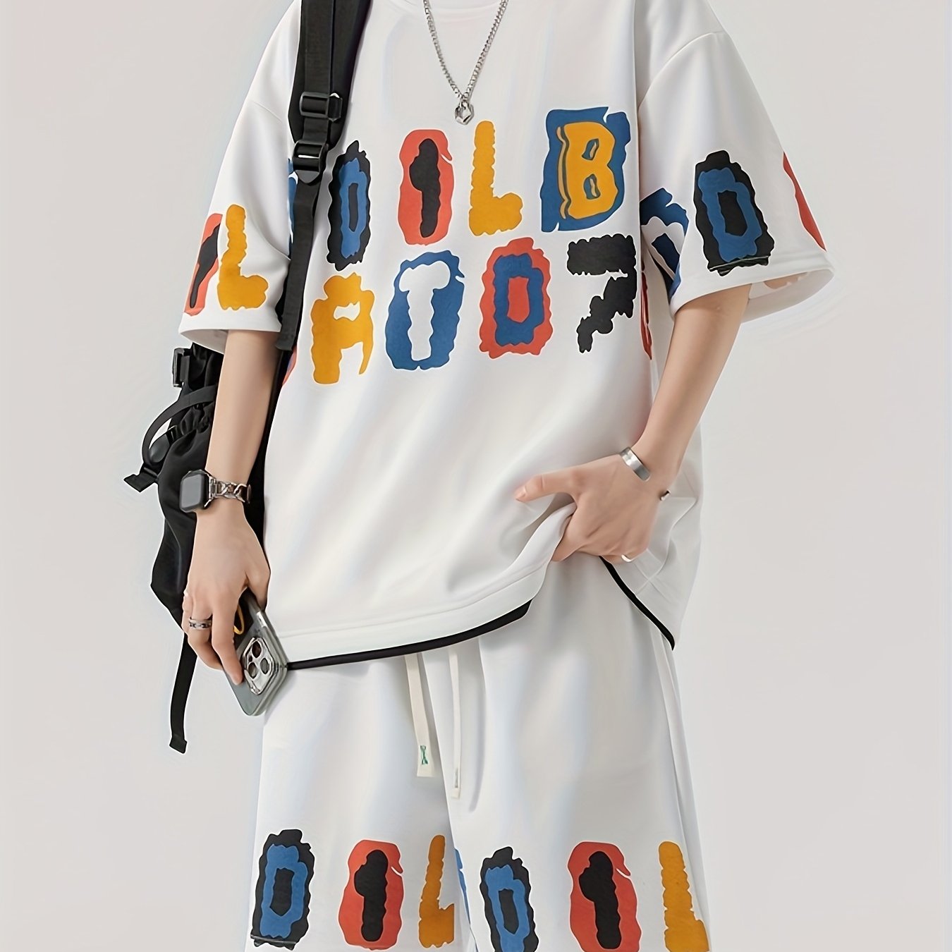 Short-sleeved T-shirt and pants suit for men